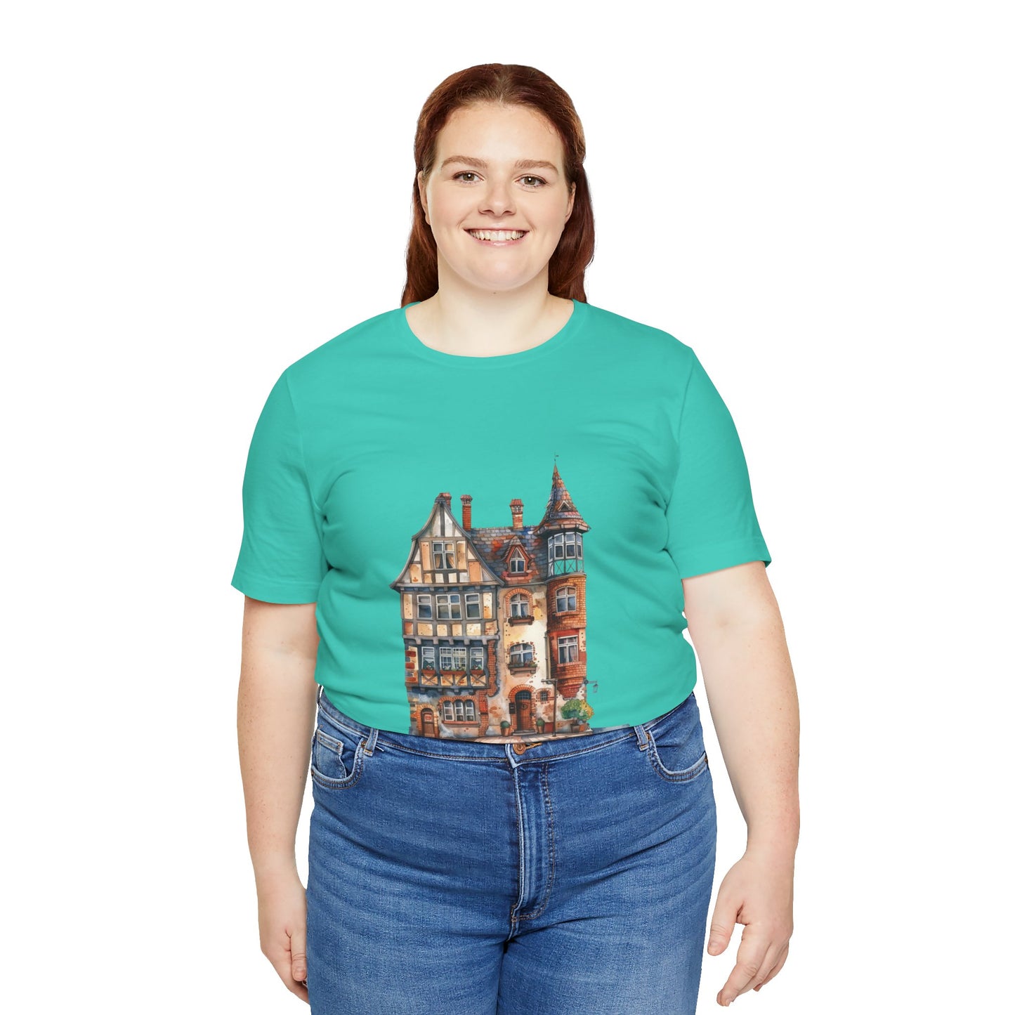 Unisex Jersey Short Sleeve Tee - Countryside Charm - The Classic British Village House