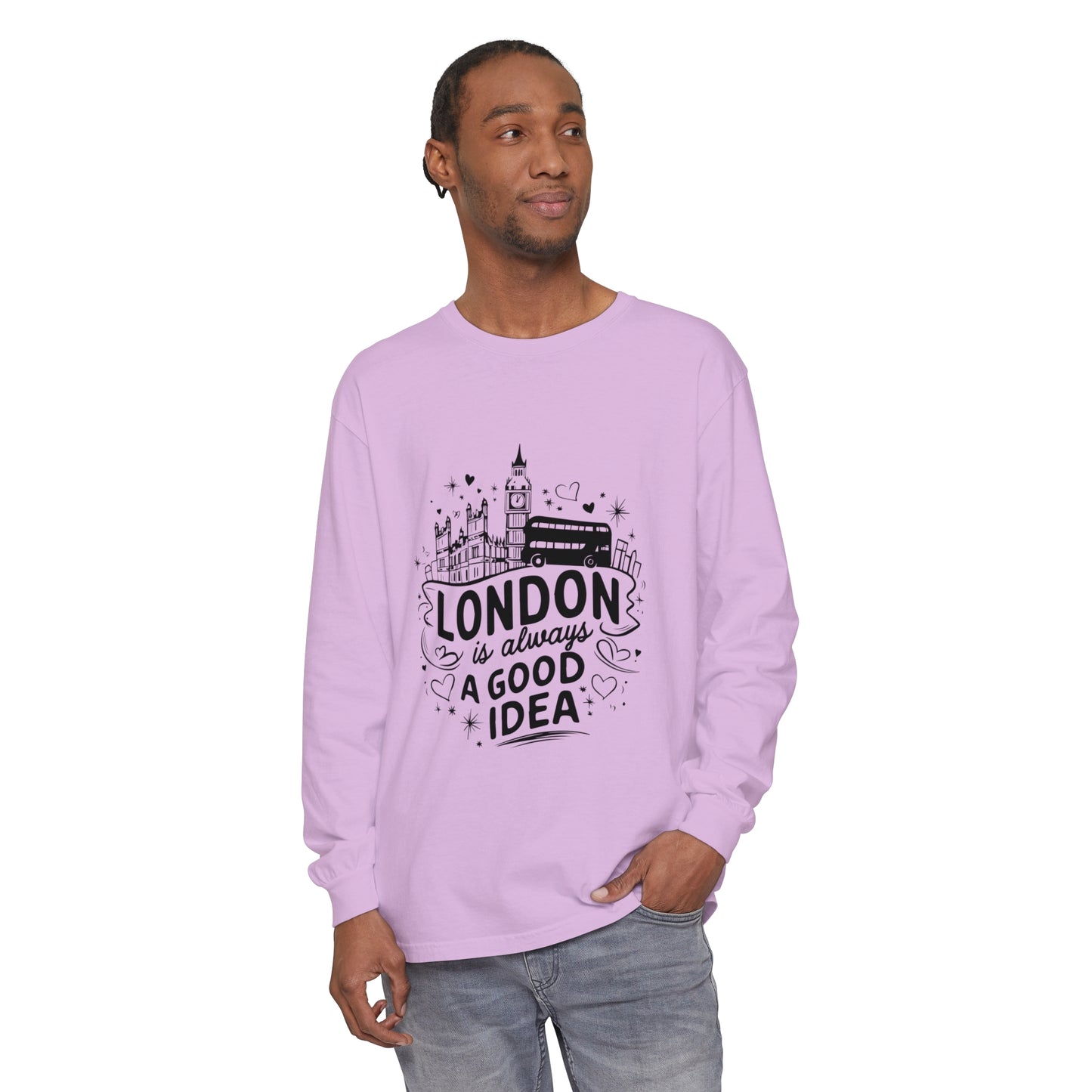 Unisex Garment-dyed Long Sleeve T-Shirt - London is always a good idea