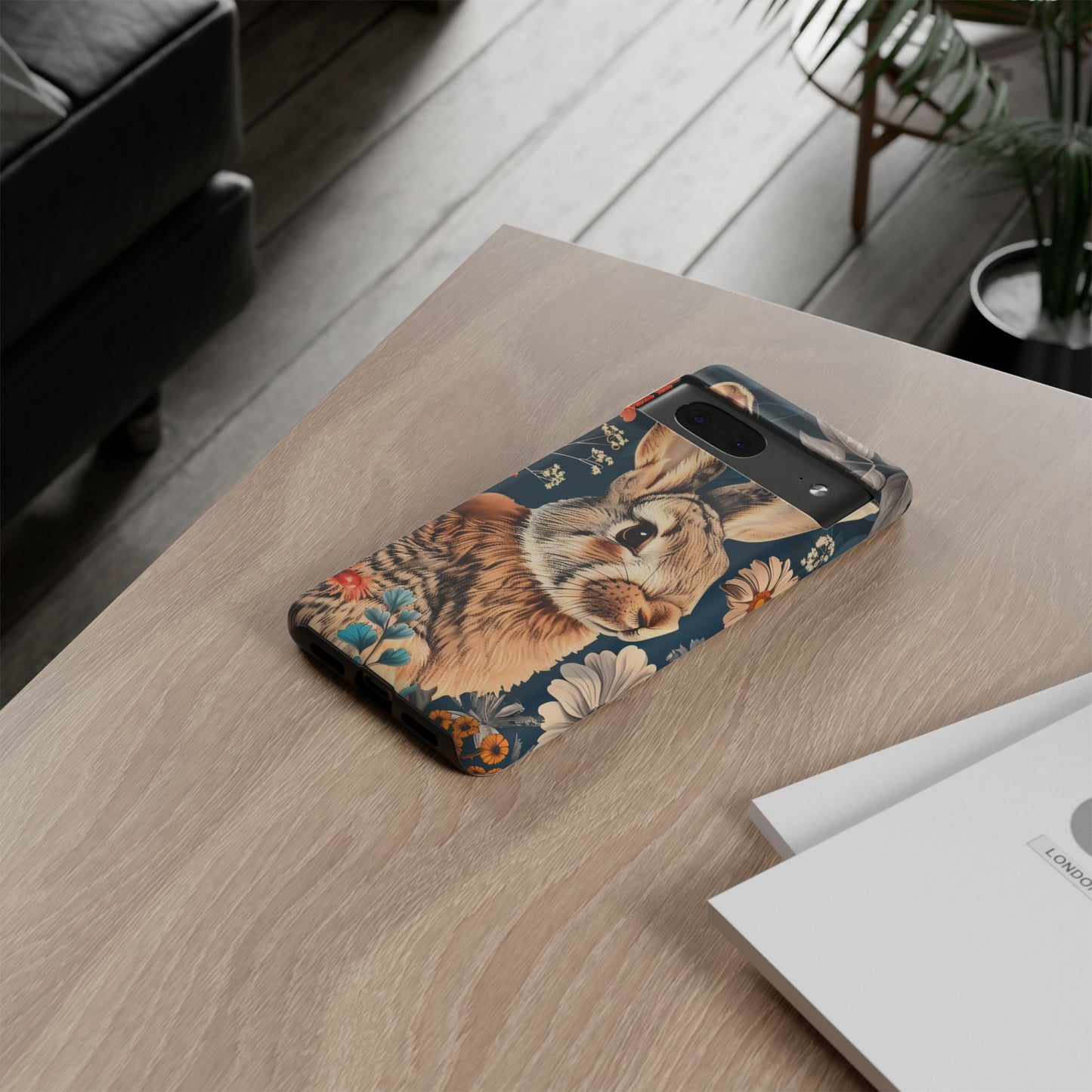 Floral Rabbit Phone Case, Cute Phone Cover, Tough Cases for Animal Lovers, Unique Gift for Birthdays, Nature-Themed Accessories