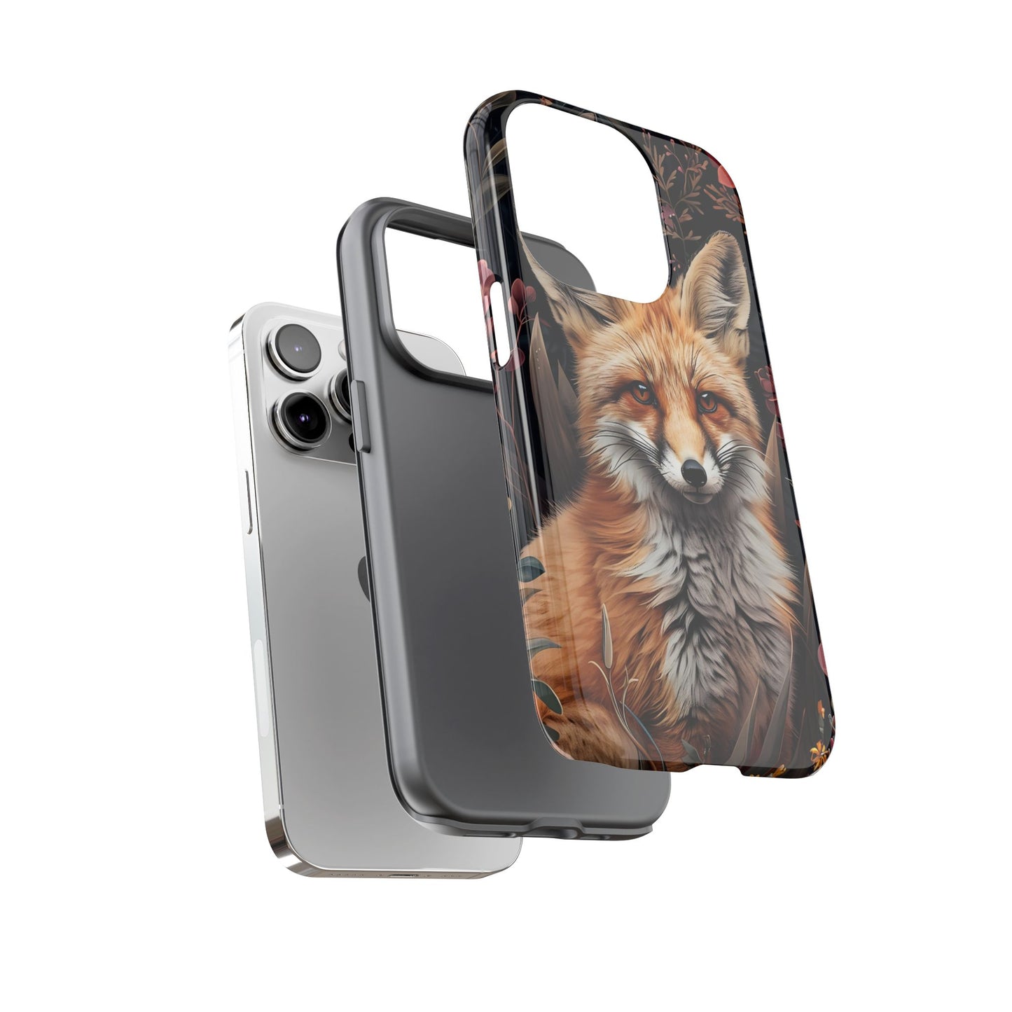 Fox Floral Phone Case, Tough Cases for Animal Lovers, Nature Themed Gift, Cute Phone Cover, Wild Fox Protector