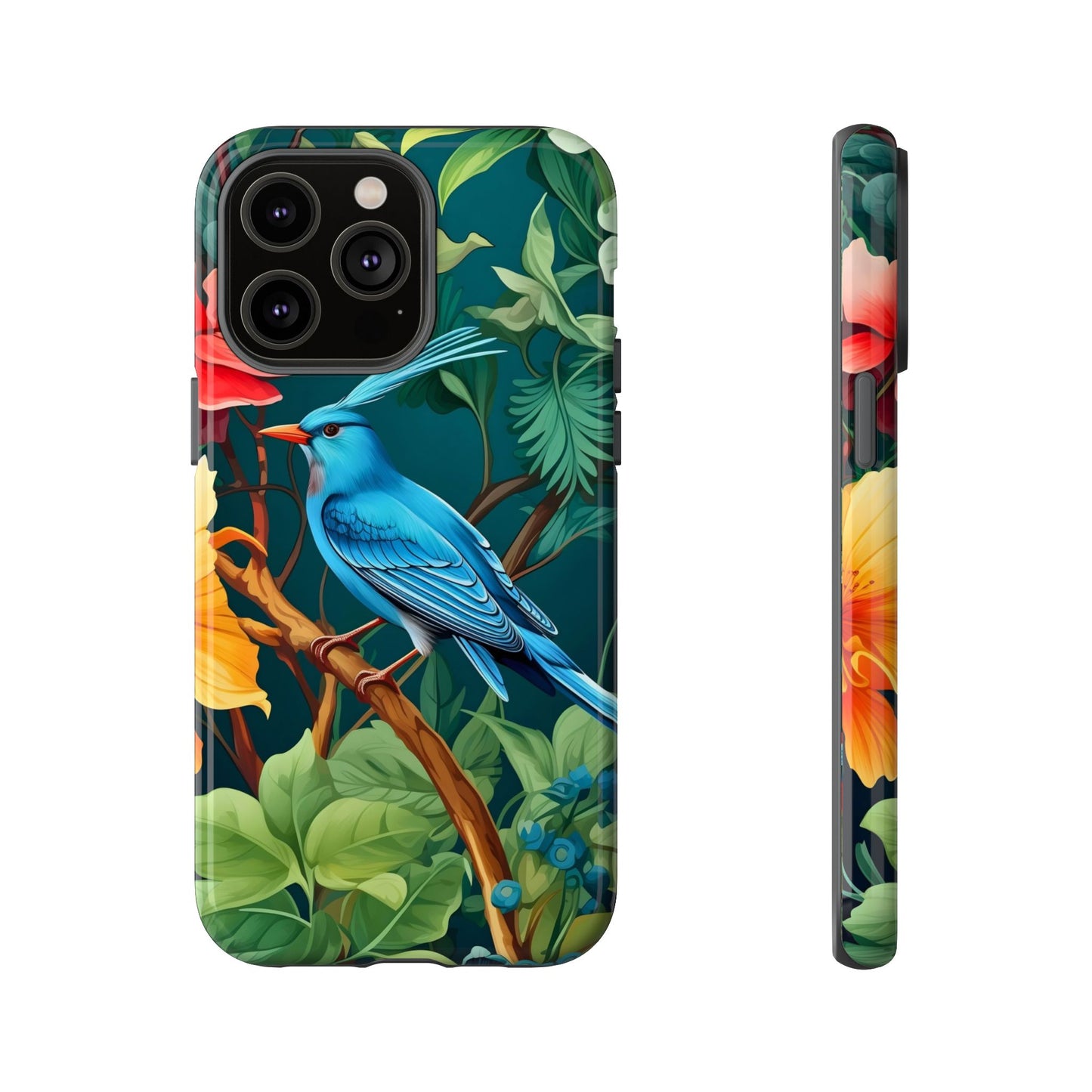 Tough Cases - Vibrant Bird Phone Case, Floral Design, Nature Lover, Unique Gift, Stylish Protection, Phone Accessories