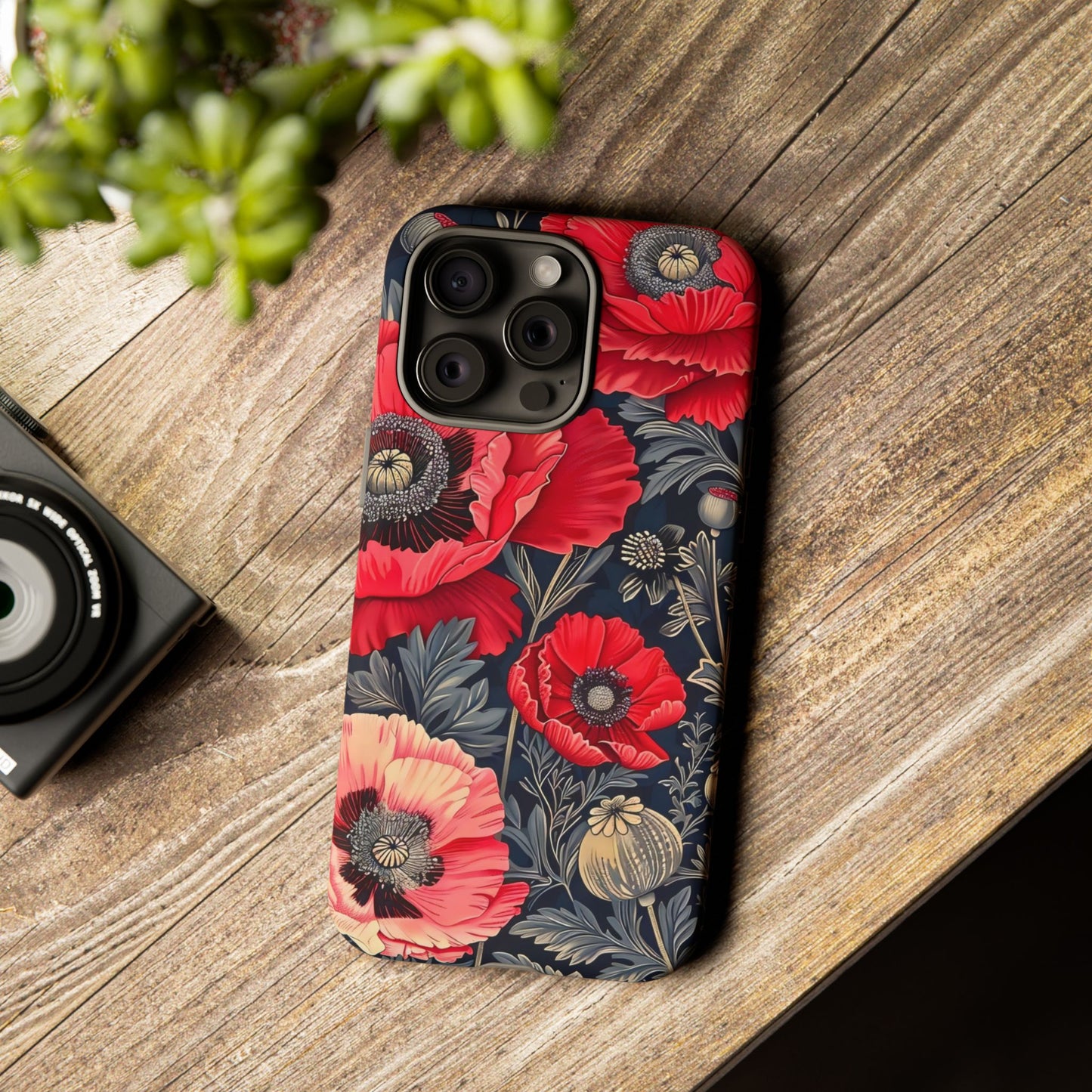 Floral Phone Case with Artistic Poppies, Tough Cases, Flower Design, Nature Lover Gift, Customizable Mobile Cover, Stylish Phone Accessories