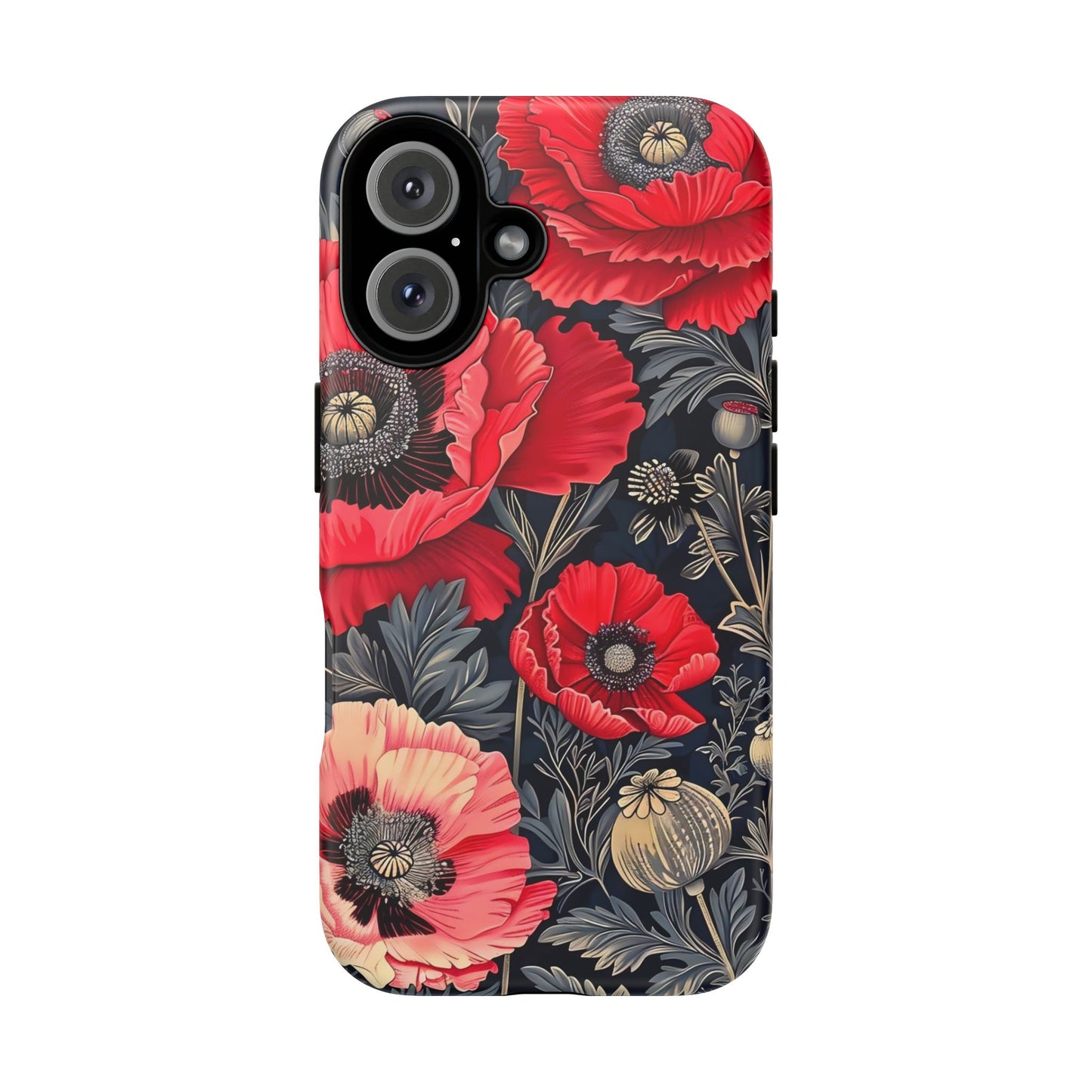 Floral Phone Case with Artistic Poppies, Tough Cases, Flower Design, Nature Lover Gift, Customizable Mobile Cover, Stylish Phone Accessories