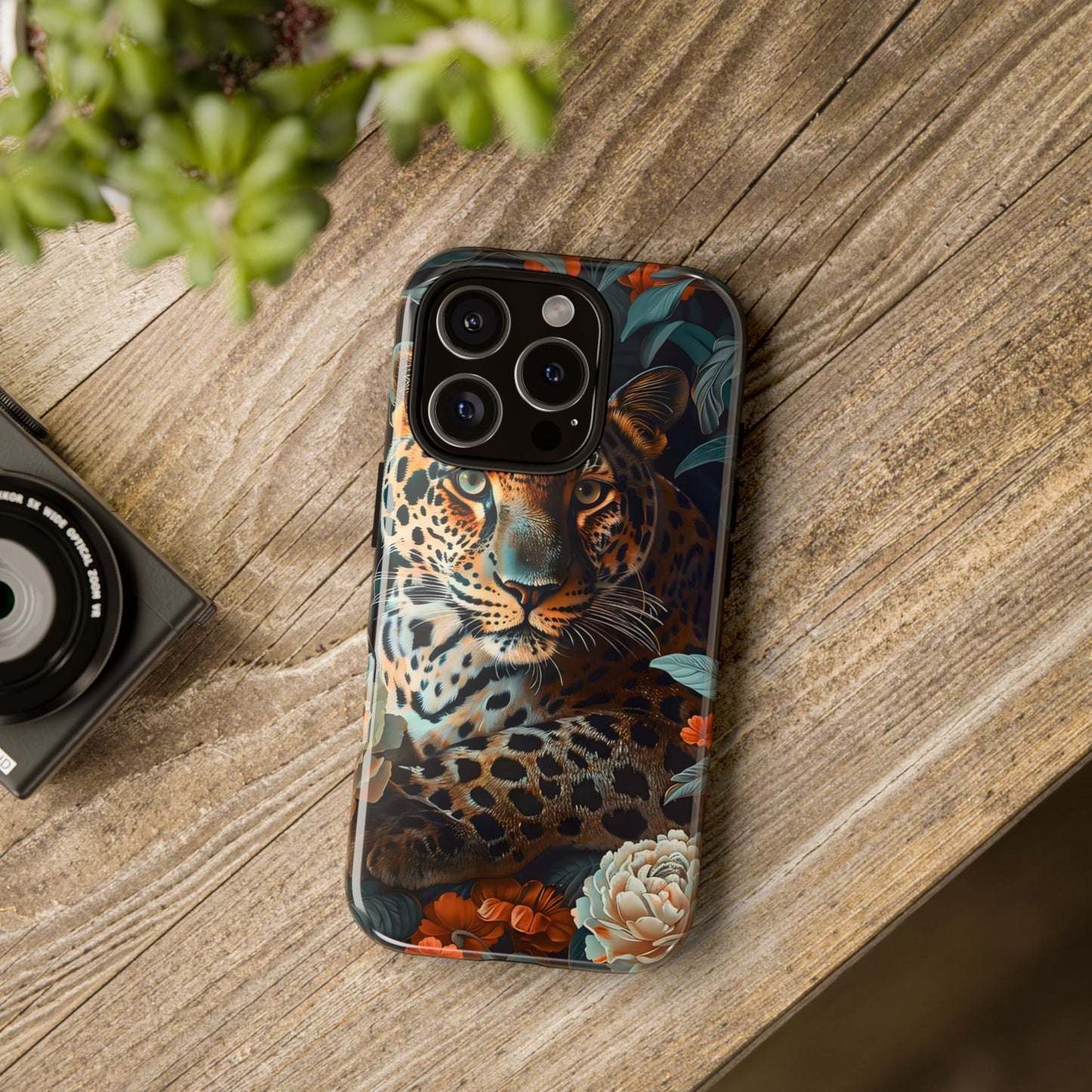 Wildlife Phone Case with Leopard Design | Tough Cases, Animal Prints, Floral Phone Cover, Gift for Nature Lovers, Unique Phone Accessories