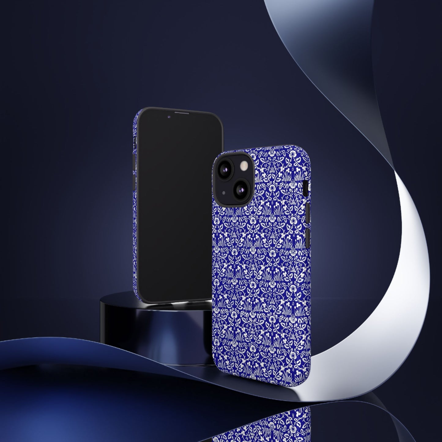 Elegant Floral Phone Case - Tough Cases, Blue Floral Design, Stylish Phone Accessory, Unique Gift, Modern Tech Protection