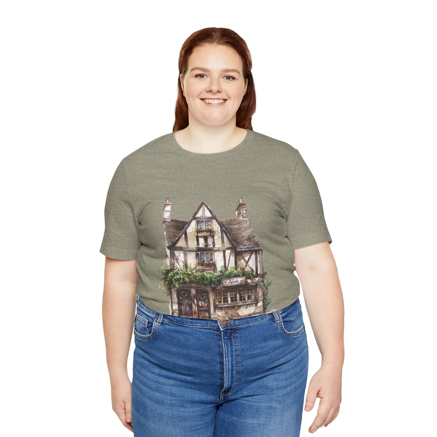Unisex Jersey Short Sleeve Tee - Cottages & Cobblestones - A British Village Dream