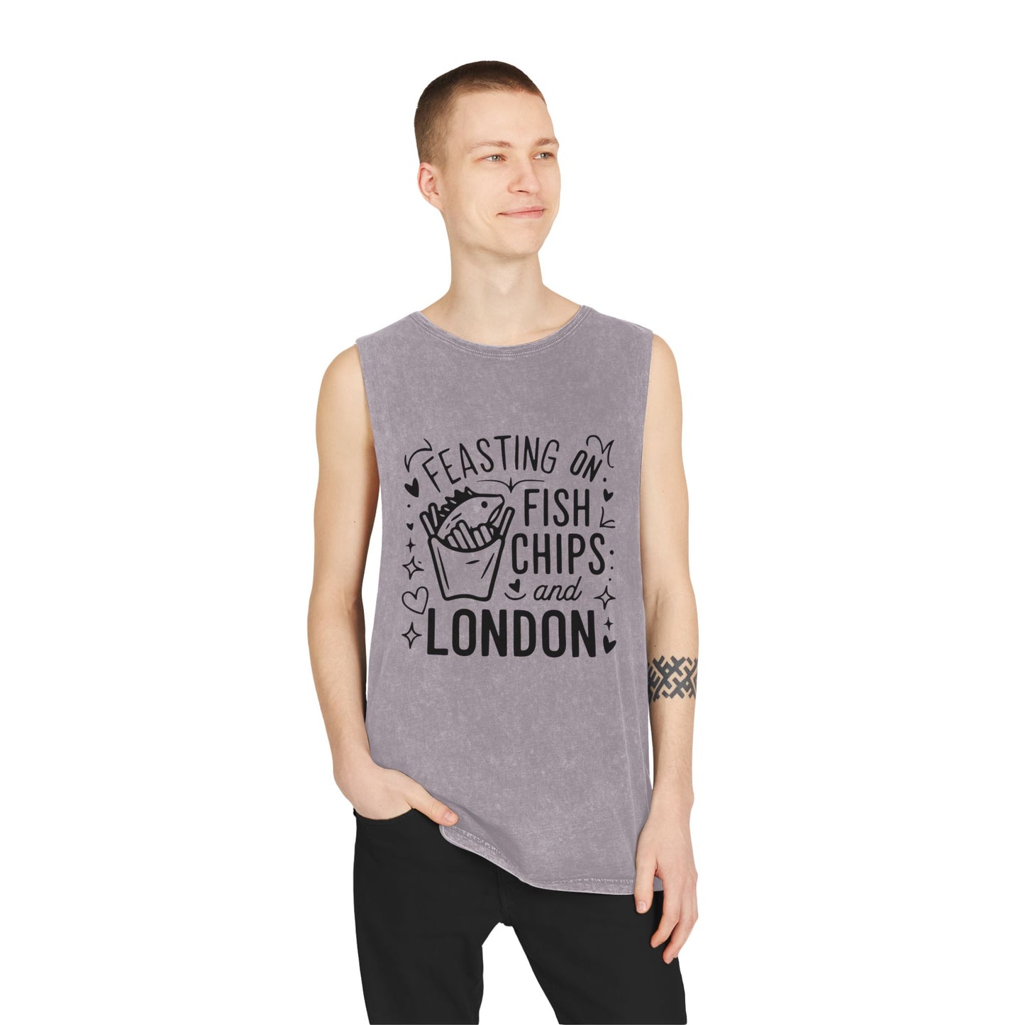 Unisex Stonewash Tank Top - Fish Chips and London
