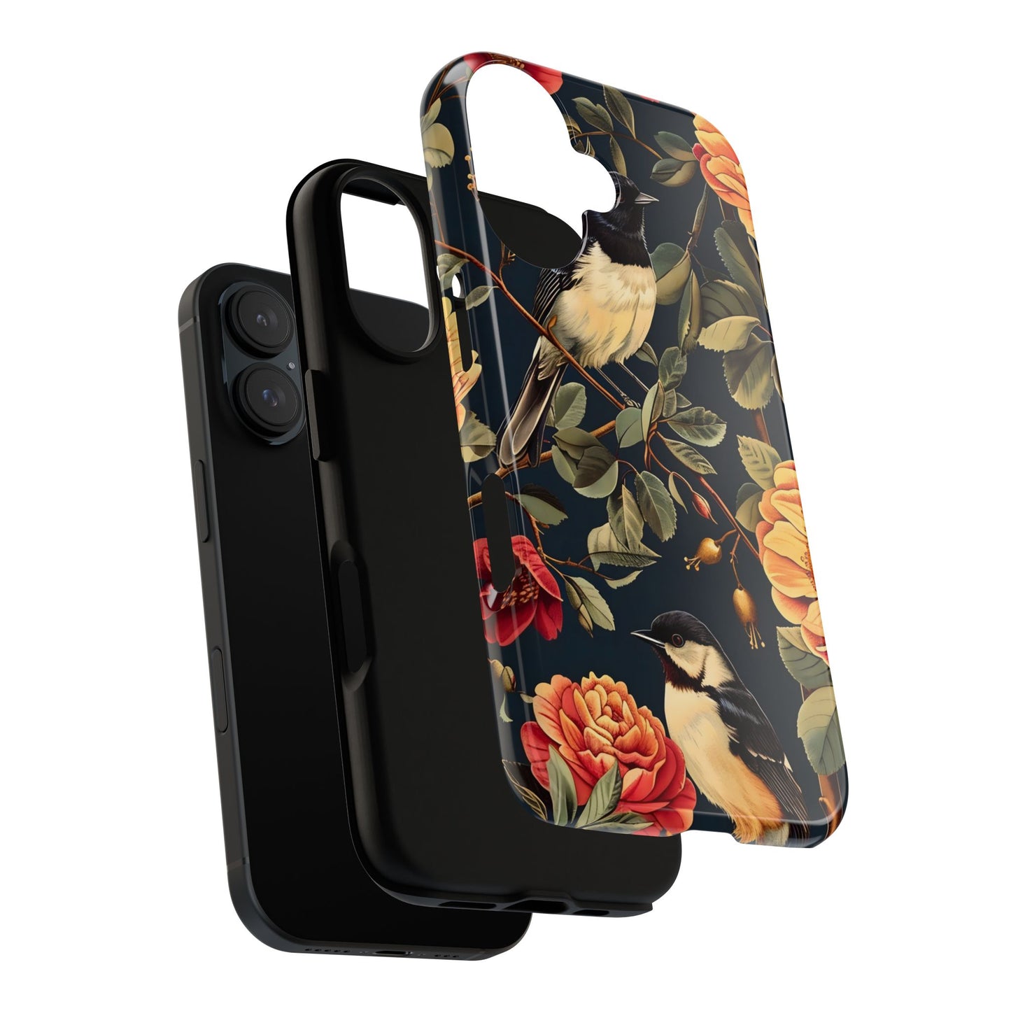 Floral Phone Case with Birds, Botanical iPhone Cover, Bird Lover Gift, Nature-Inspired Accessories, Eco-Friendly Mobile Case