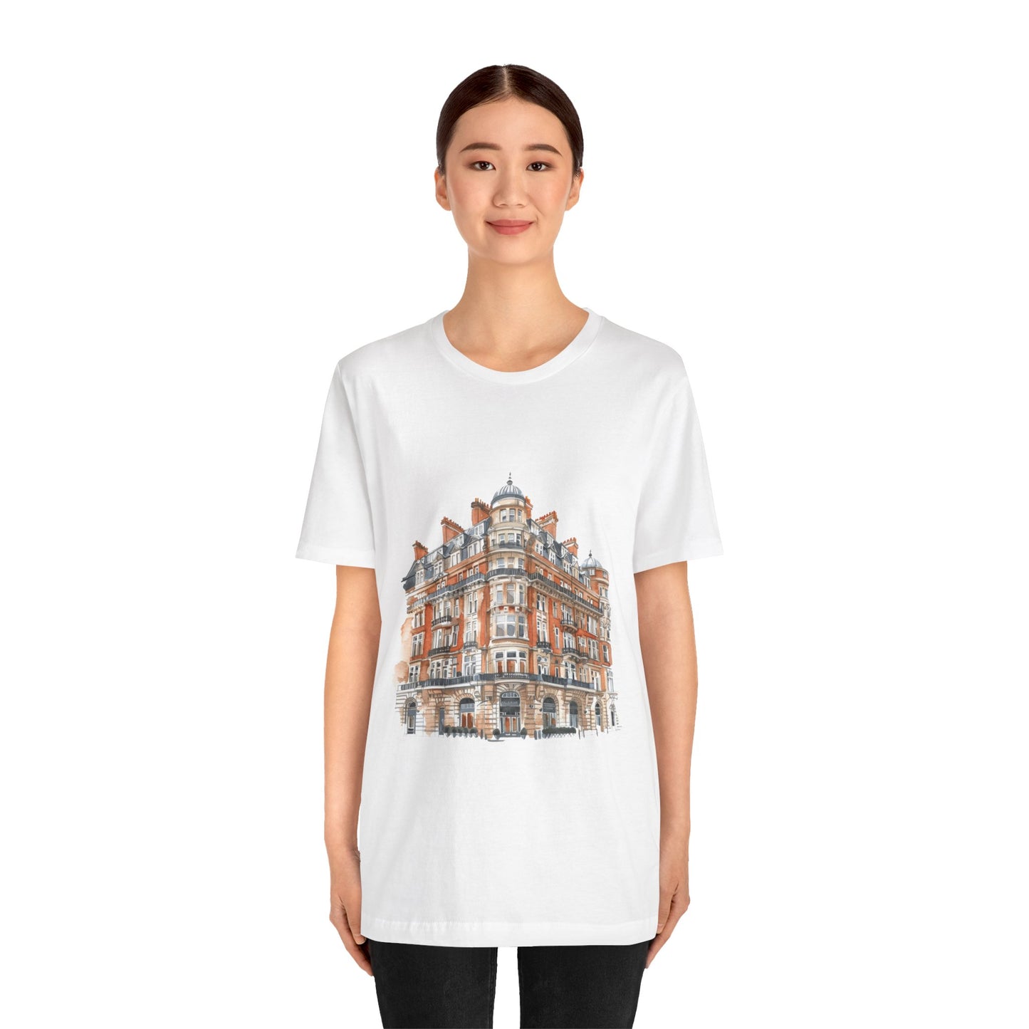 Unisex Jersey Short Sleeve Tee - British Vintage Building - Architectural Charm and Classic Appeal