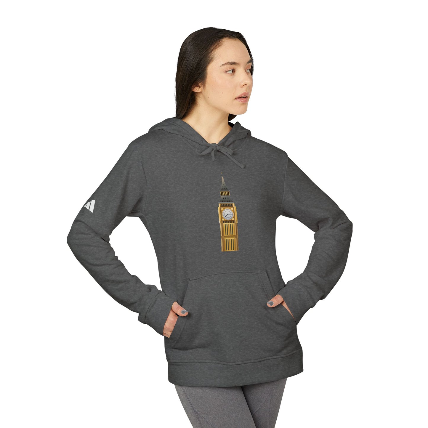 adidas Unisex Fleece Hoodie - Towering Time - Big Ben and British Heritage