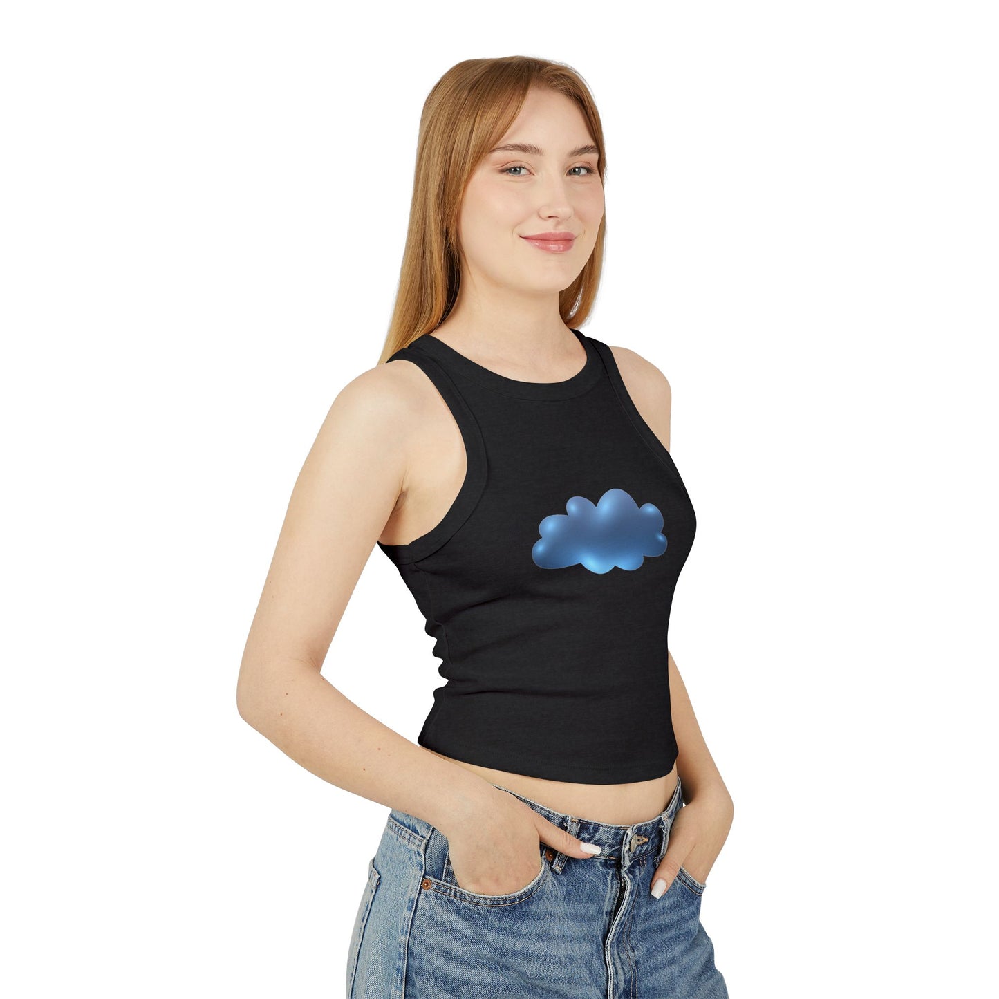 Women's Micro Rib Racer Tank Top - Serene Cloudscape