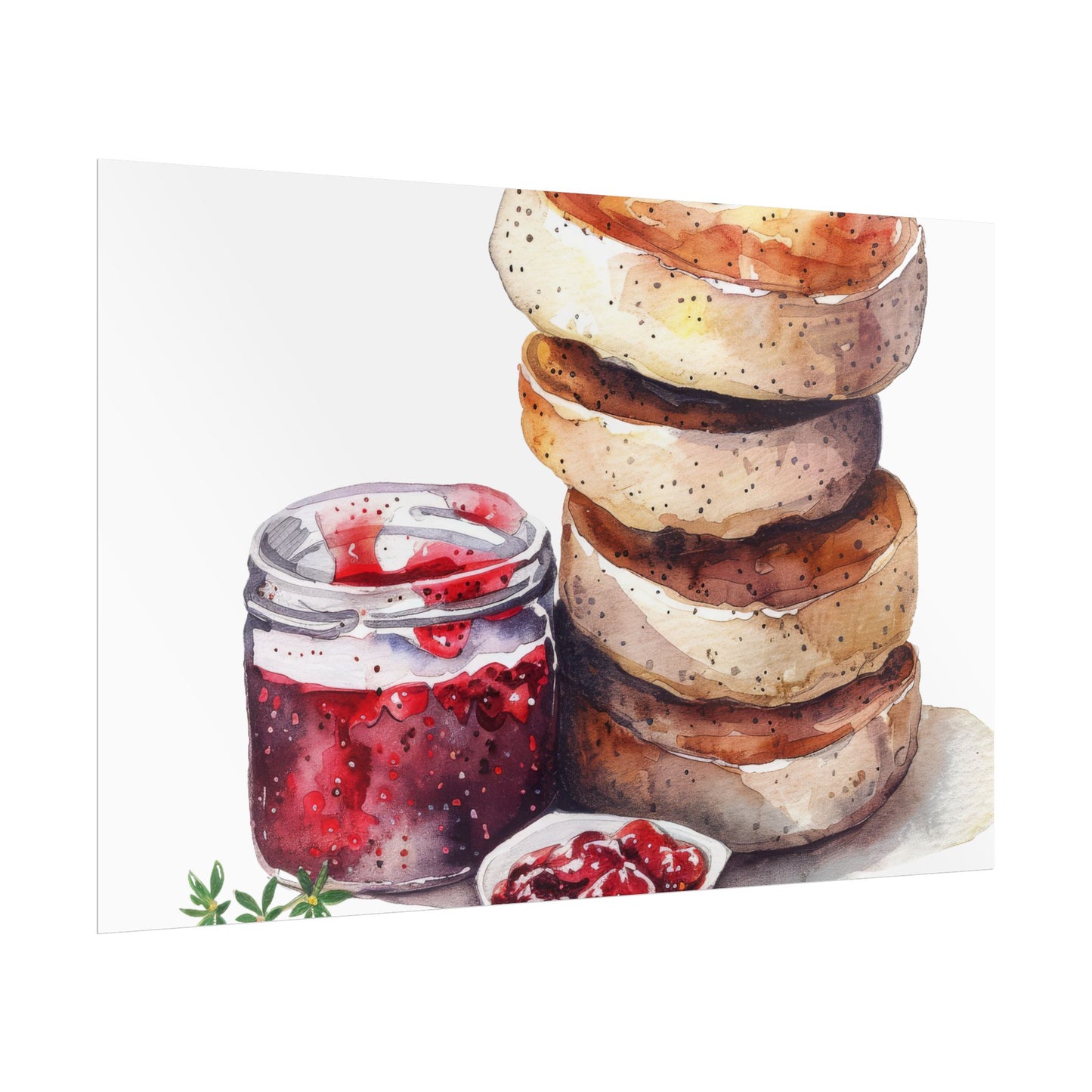 Breakfast Bagel Art Print, Foodie Decor, Kitchen Wall Art, Rolled Poster, Unique Food Gift, Home Cooking Decor