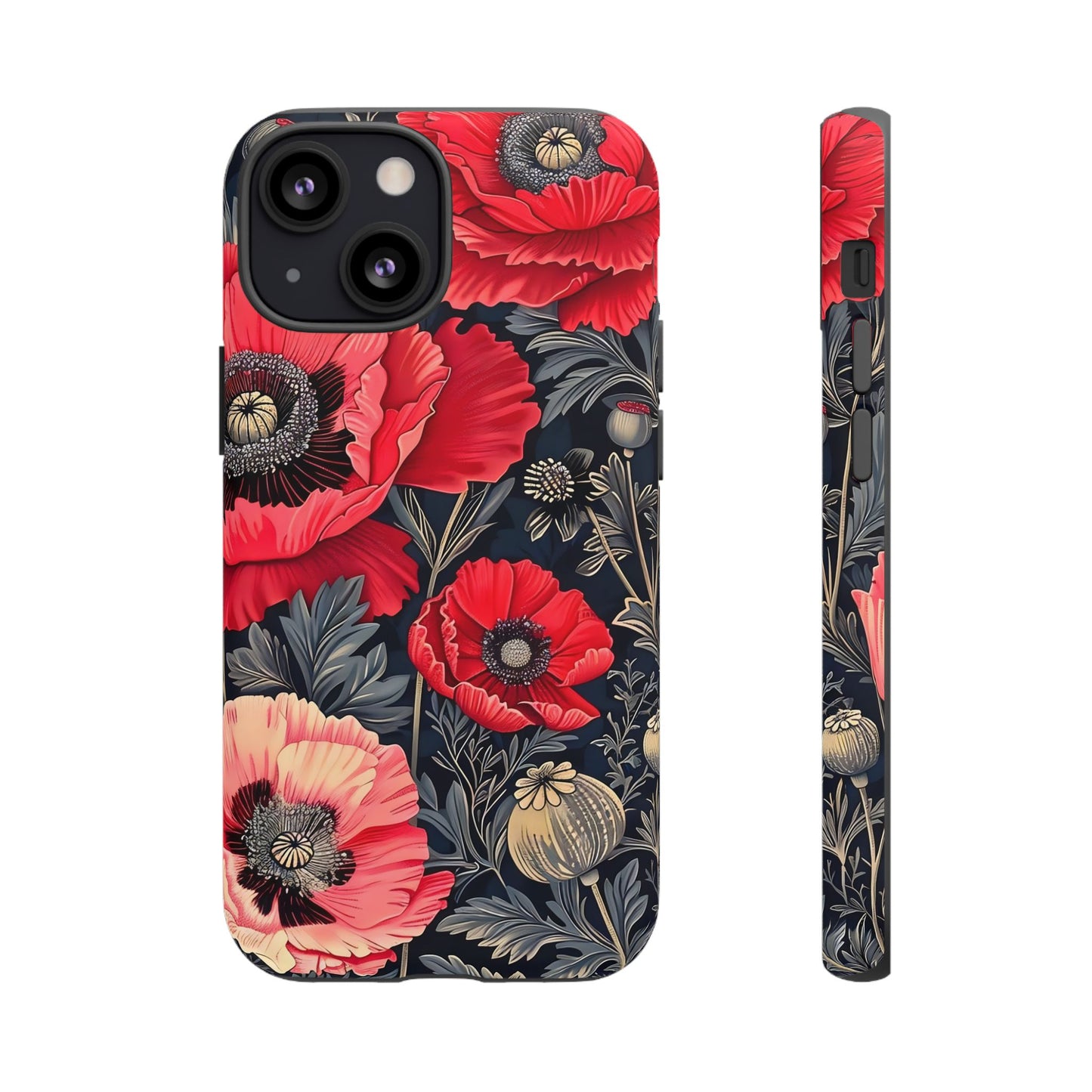 Floral Phone Case with Artistic Poppies, Tough Cases, Flower Design, Nature Lover Gift, Customizable Mobile Cover, Stylish Phone Accessories