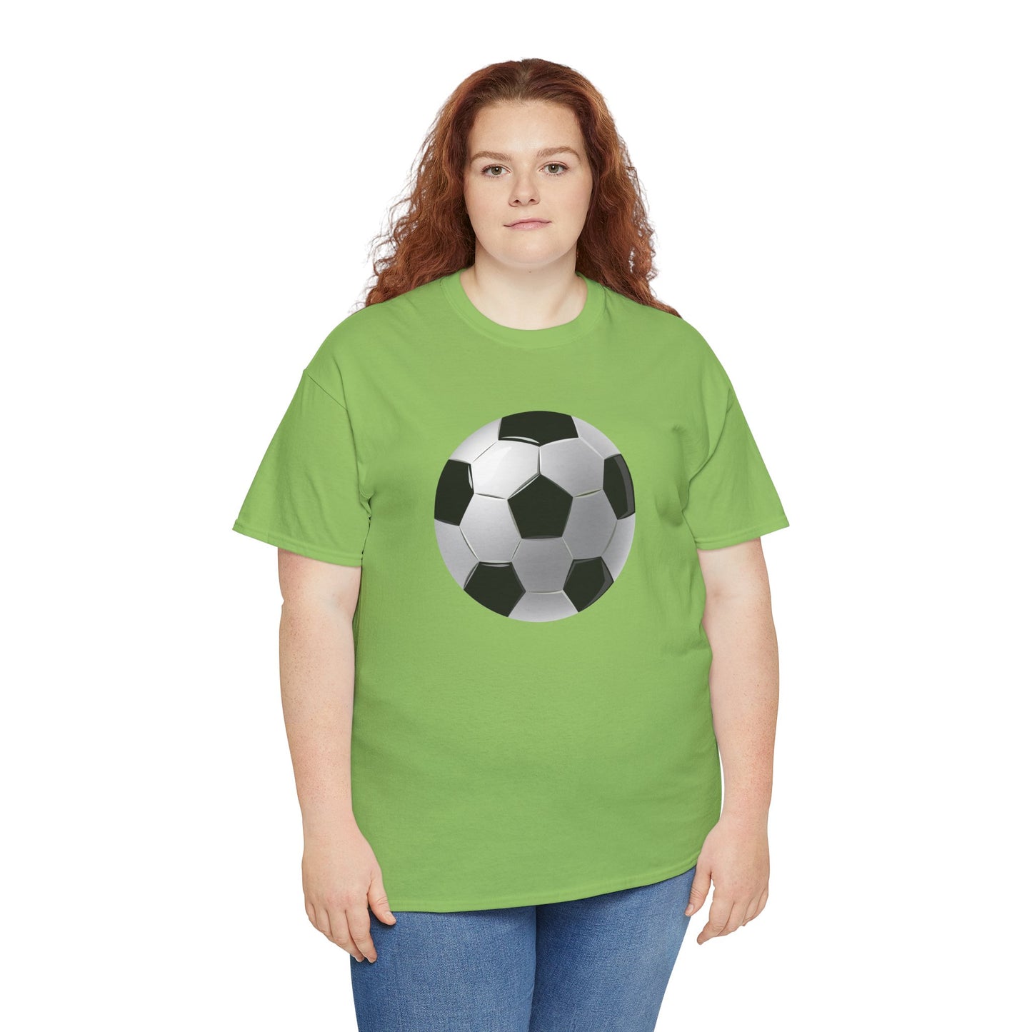 Unisex Heavy Cotton Tee - Dynamic Football Design - Sports Passion and Energy
