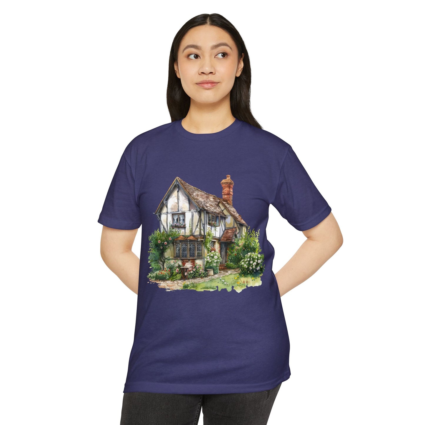 Unisex CVC Jersey T-shirt - From Thatched Roofs to Stone Walls - British Village Houses