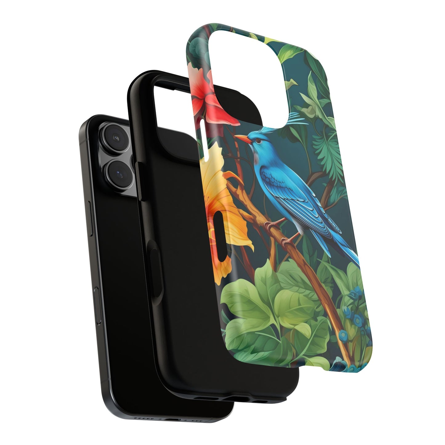 Tough Cases - Vibrant Bird Phone Case, Floral Design, Nature Lover, Unique Gift, Stylish Protection, Phone Accessories