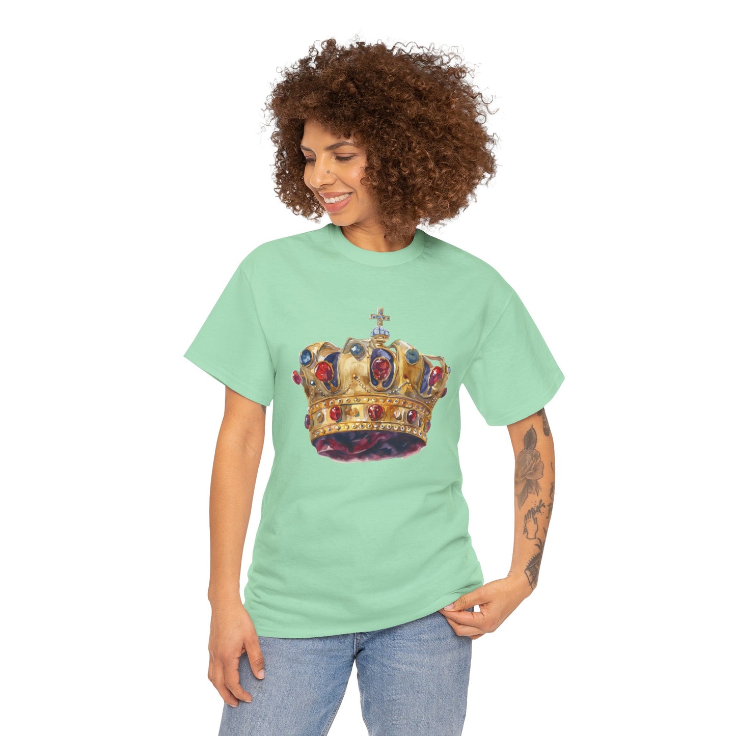 Unisex Heavy Cotton Tee - British Royal Crown Design - Iconic Symbol of Monarchy
