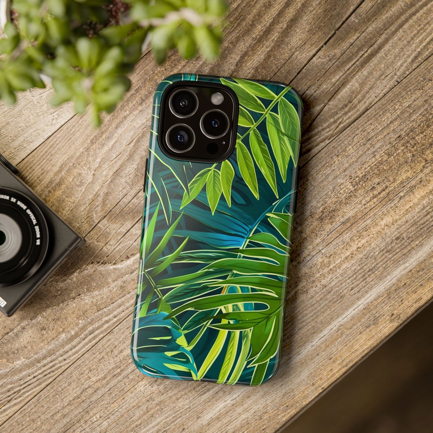 Tropical Phone Case - Durable Green Leaf Design, Eco-Friendly Gift, Trendy Accessory, Nature Lover's Case, Summer Vibes