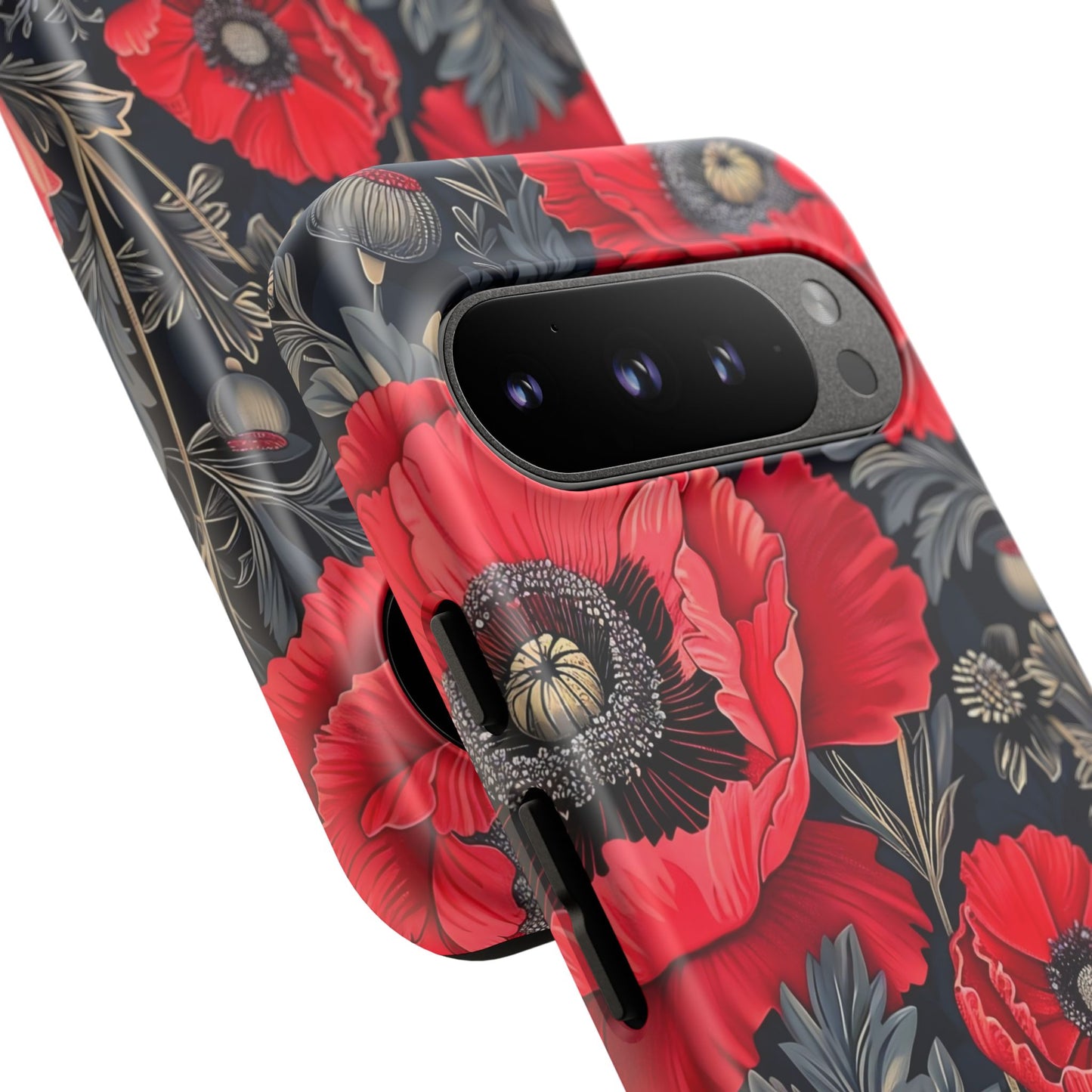 Floral Phone Case with Artistic Poppies, Tough Cases, Flower Design, Nature Lover Gift, Customizable Mobile Cover, Stylish Phone Accessories