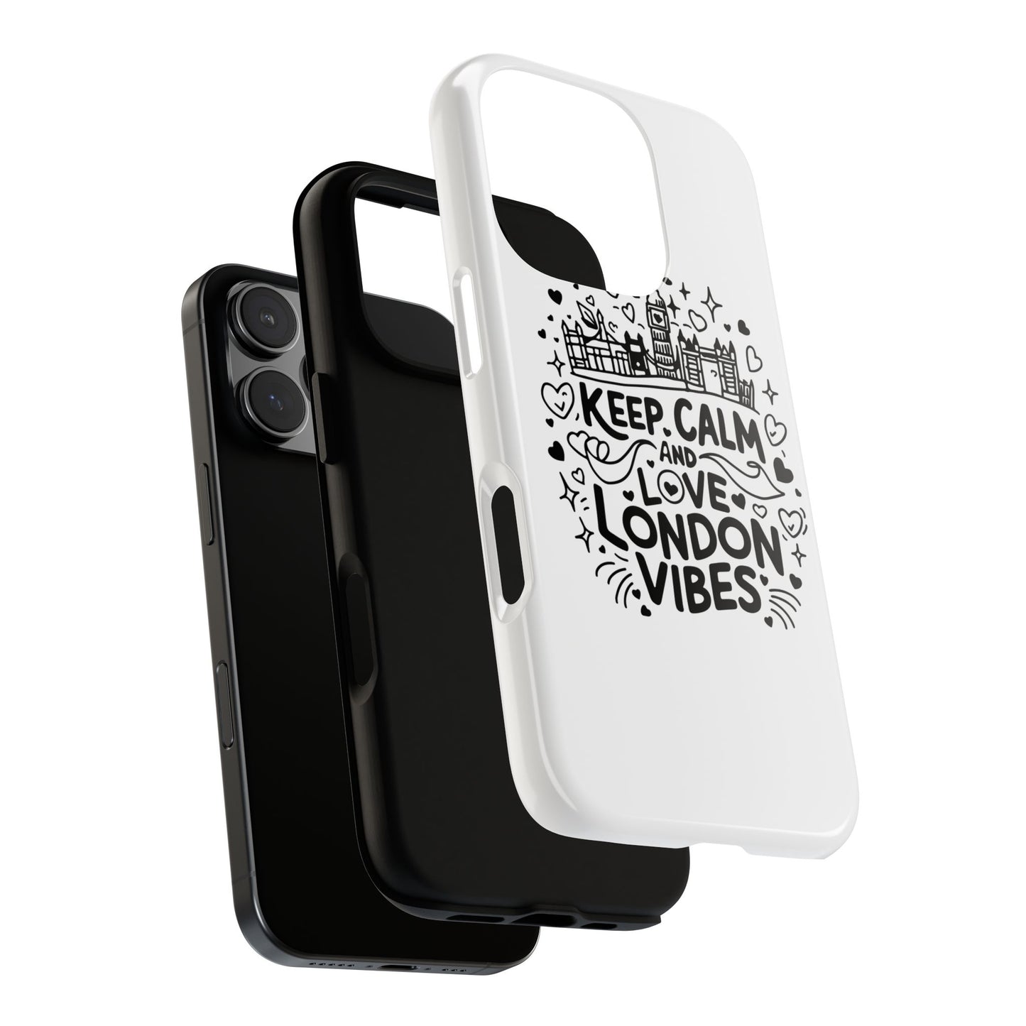 London Vibes Phone Case – Keep Calm Design, iPhone Accessories, Gift for Travelers, London Souvenir, Unique Cell Phone Cover