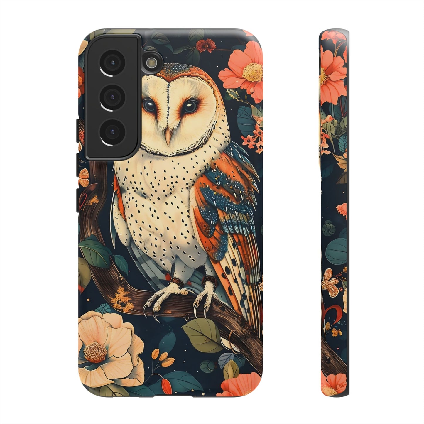 Owl Floral Phone Case - Tough Cases, Nature Lover Gift, Cute Protection, Floral Design, Bird Aesthetic, Animal Lover