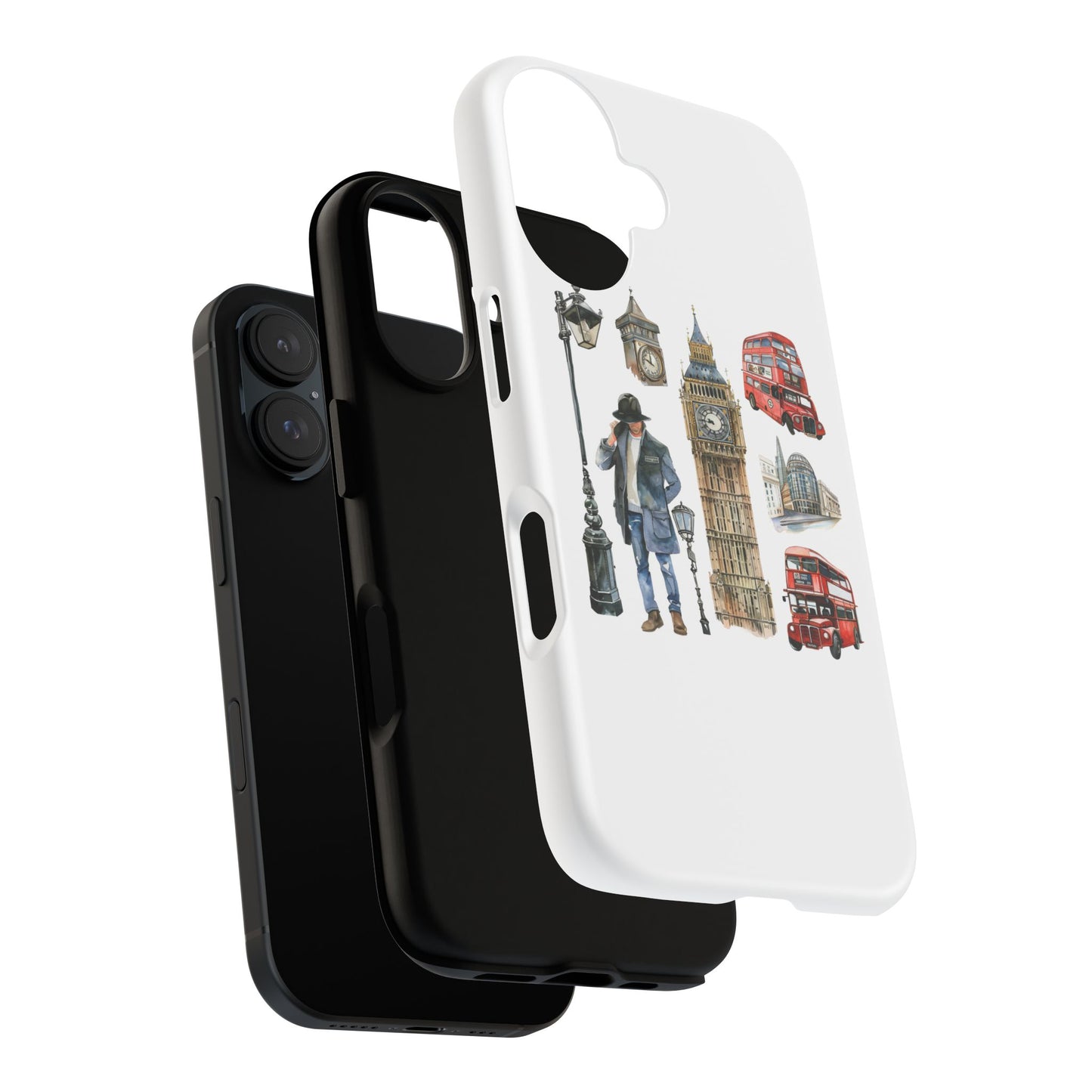 London Iconic Design Phone Case, Tough Cases, Gift for Travelers, London Souvenir, London Icons, Red Bus Phone Case