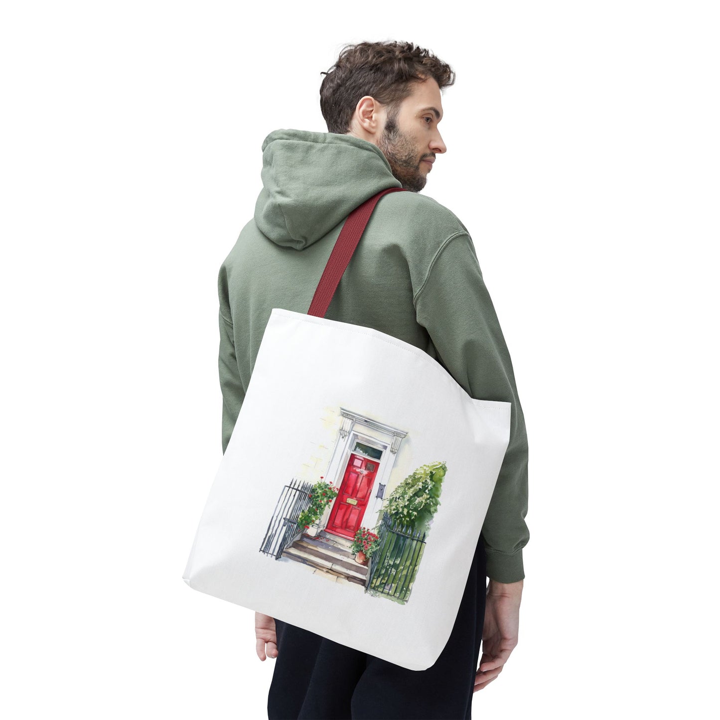 Charming Red Door Tote Bag, Eco-Friendly Shopping Bag, Gift for Garden Lovers, Summer Canvas Bag, Perfect for Casual Outings