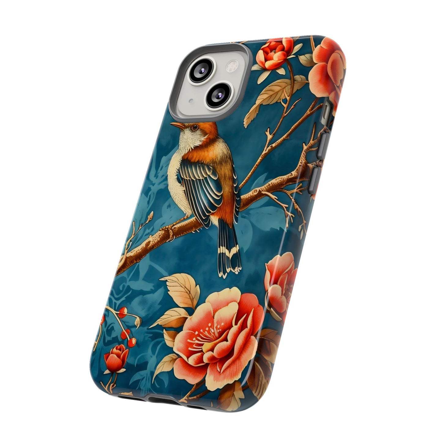 Bird & Floral Phone Case, Tough Cases for Nature Lovers, Gift for Her, Customizable Design, Vibrant Tech Accessories