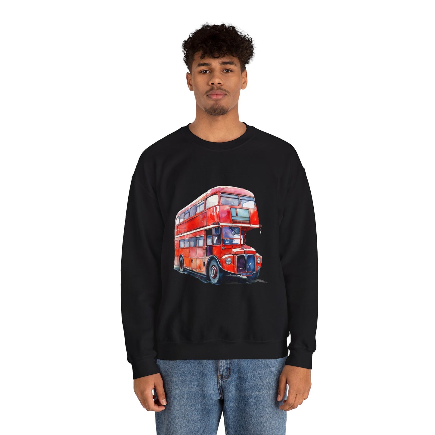 Unisex Heavy Blend™ Crewneck Sweatshirt Trendy - London Transport Red Double-Decker Bus