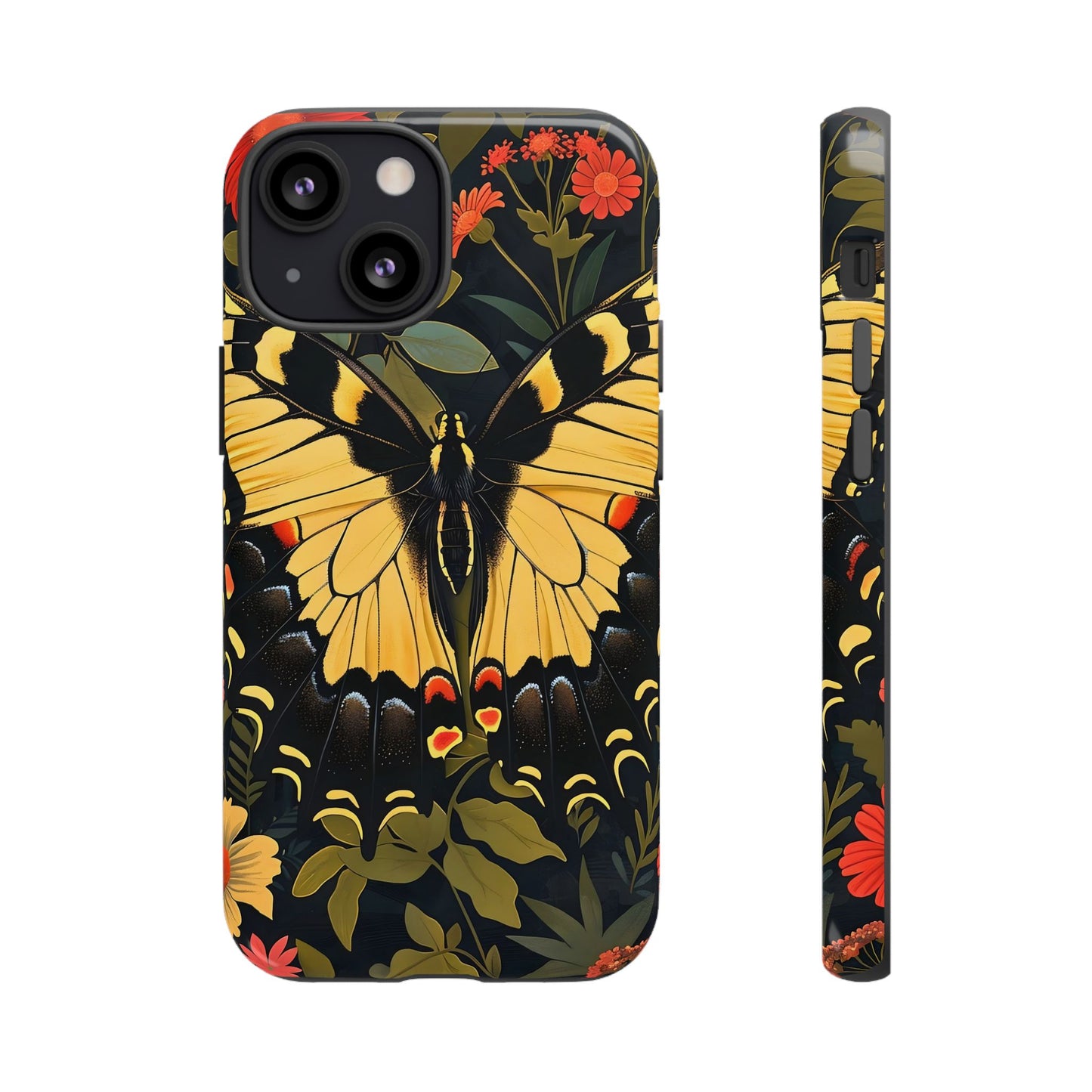 Butterfly Floral Phone Case, Tough Cases with Vibrant Design, Protective Cover for Nature Lovers, Gift for Her