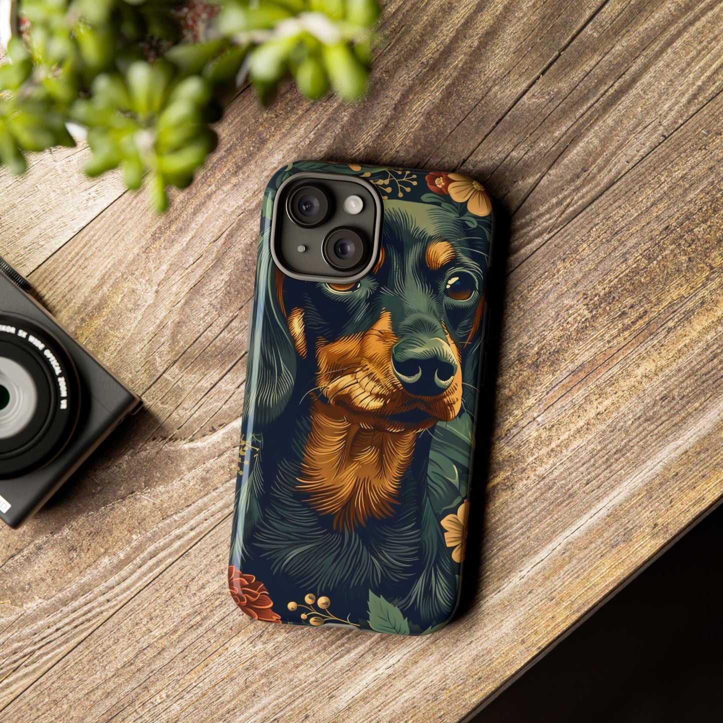 Dachshund Phone Case, Floral Pet Phone Cover, Dog Lover Gift, Tough Phone Case, Custom Dachshund Design, Unique Dog Owner Accessory