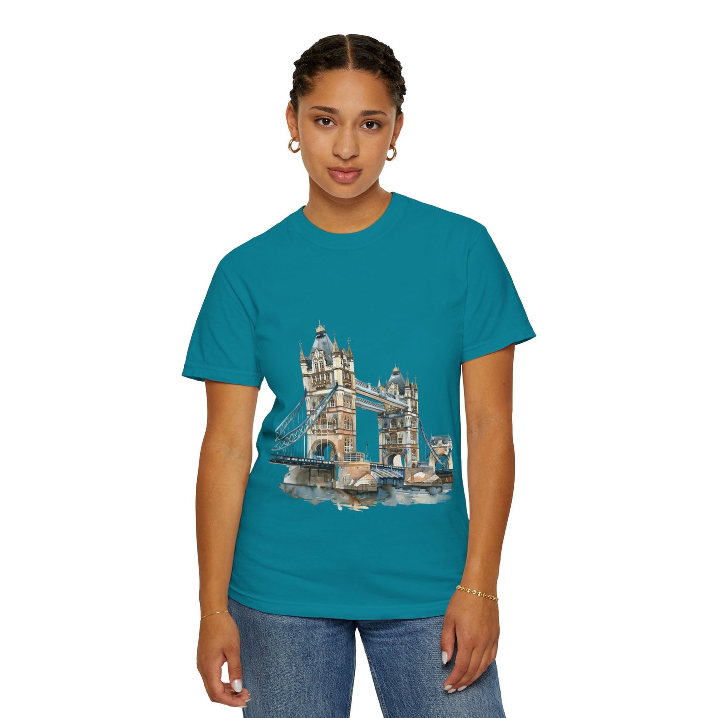 Unisex Garment-Dyed T-shirt - London Bridge - Iconic Landmark and Historical Beauty