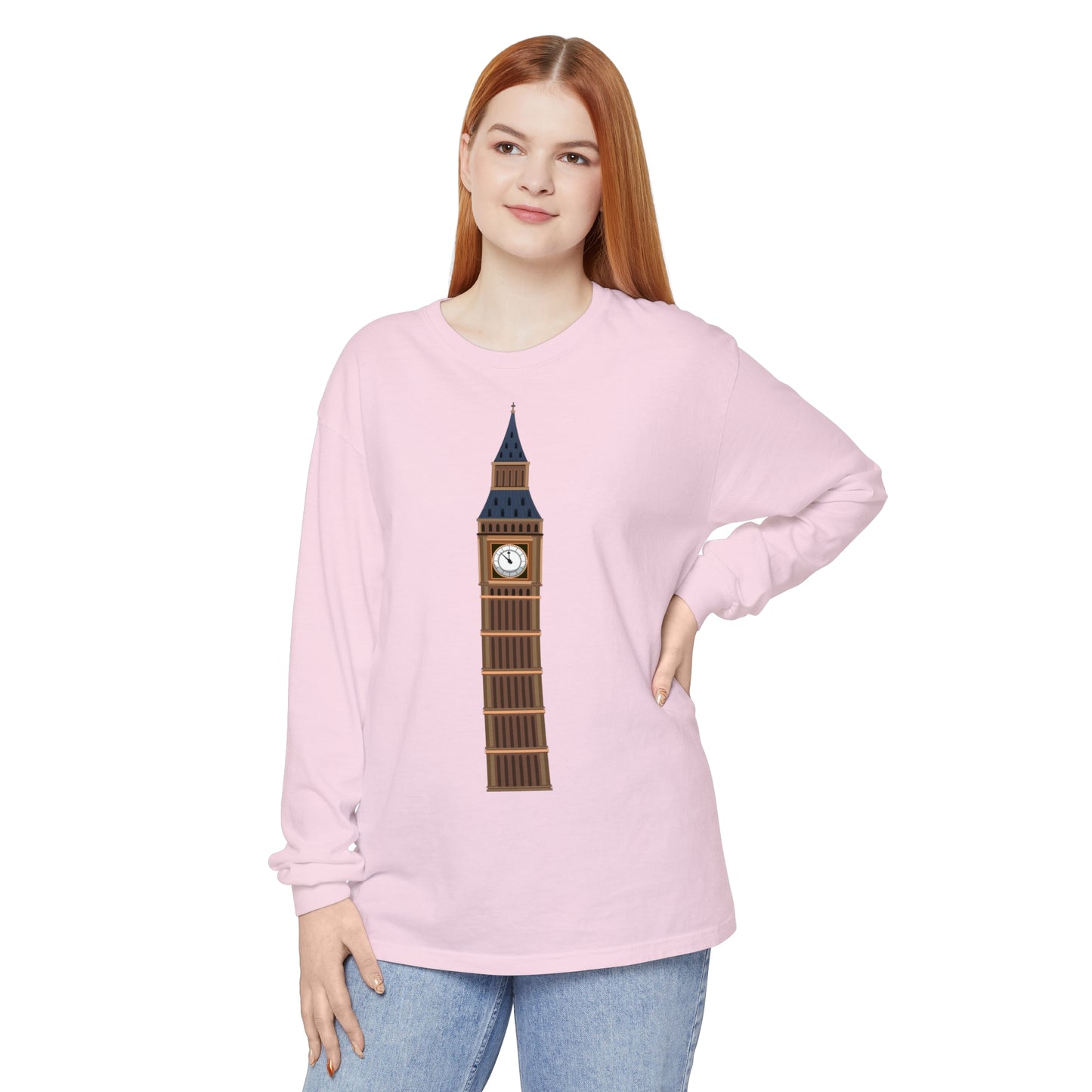 Unisex Garment-dyed Long Sleeve T-Shirt - Big Ben - The Heartbeat of London
