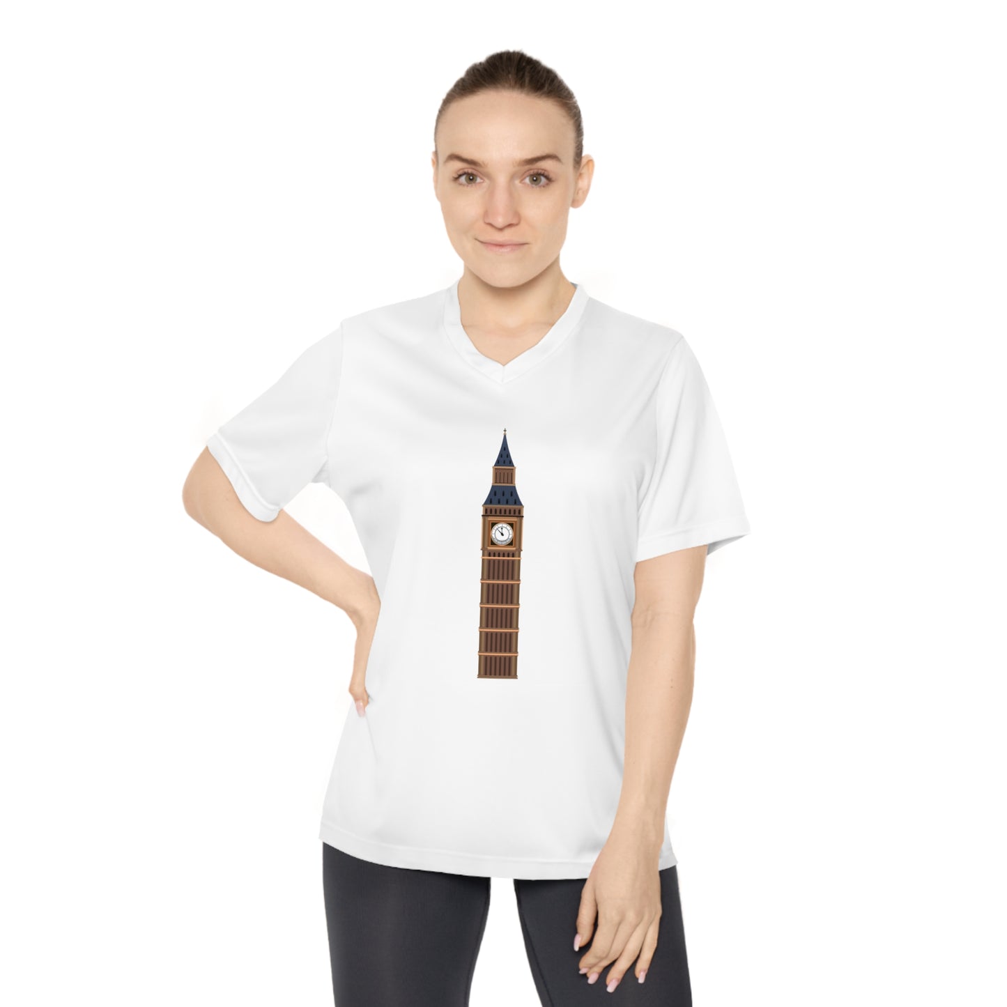 Women's Performance V-Neck T-Shirt - Iconic Big Ben Illustration Wall Decor
