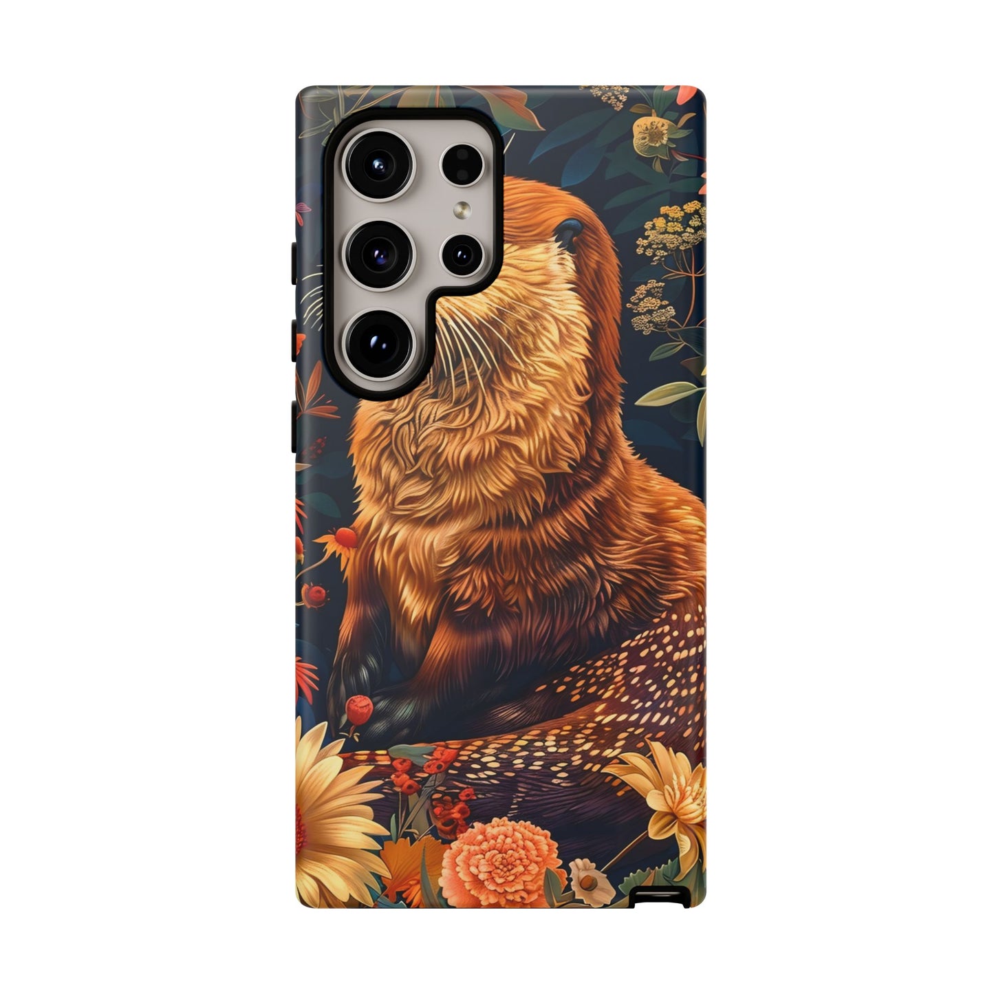 Otter Phone Case, Floral Otter Design, Tough Phone Cover, Nature Lover Gift, Cute Animal Accessories