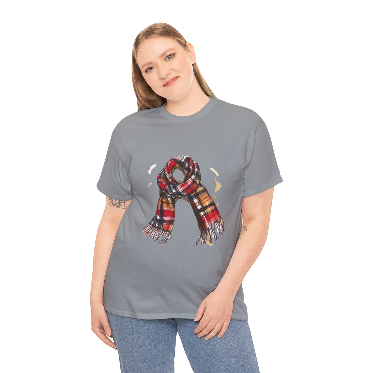 Unisex Heavy Cotton Tee - Plaid Scarf Design