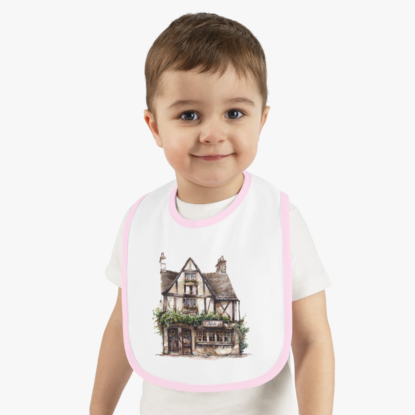 Whimsical House Design Baby Bib, Cute Baby Shower Gift, Reusable Bib, Toddler Feeding Essentials, Kids Meal Accessories