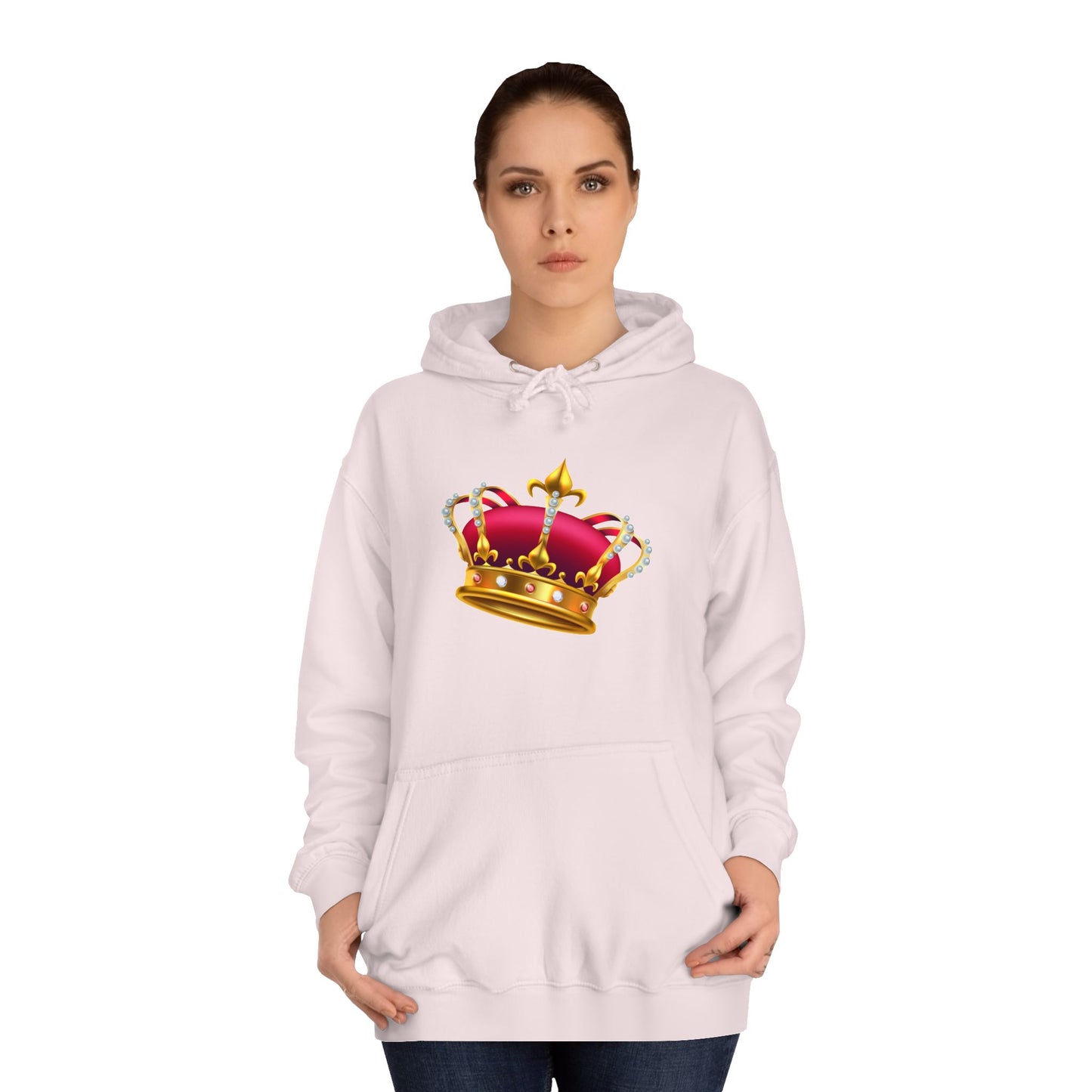 Unisex College Hoodie - British Royal Crown Design - Iconic Symbol of Monarchy