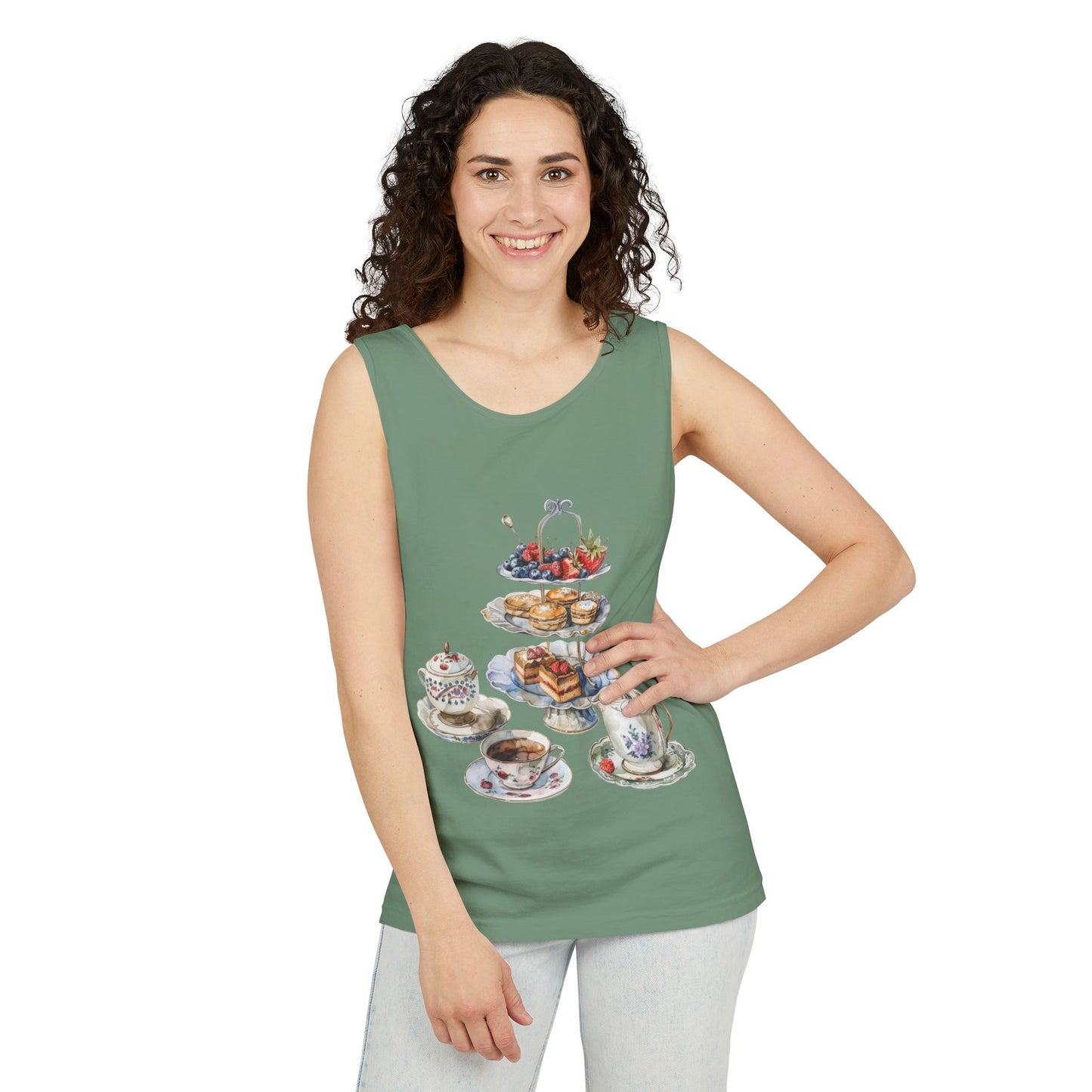 Unisex Garment-Dyed Tank Top - Watercolor Culinary Art - Food Illustration