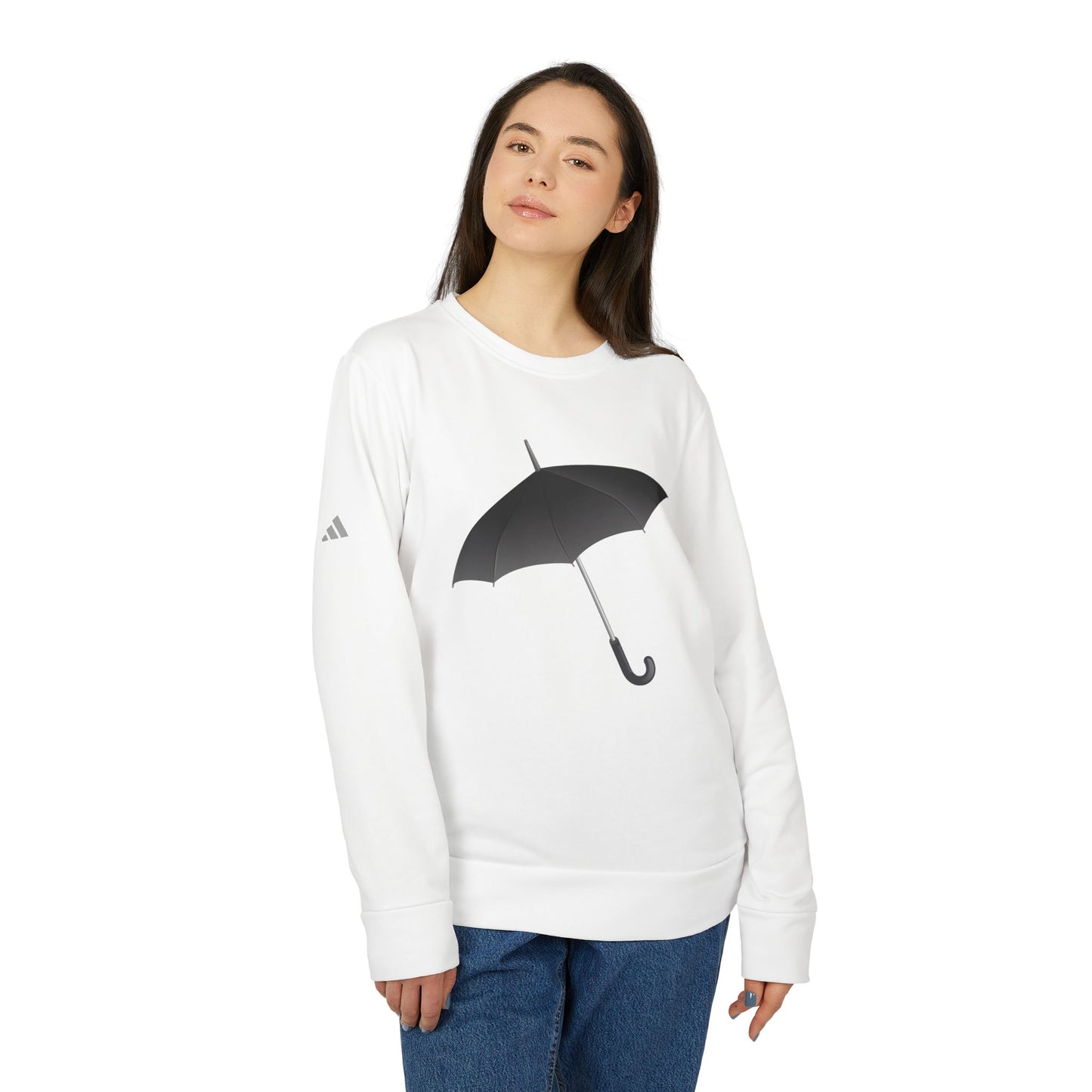 Adidas Unisex Fleece Crewneck Sweatshirt - Elegant Umbrella Design for Cozy Comfort