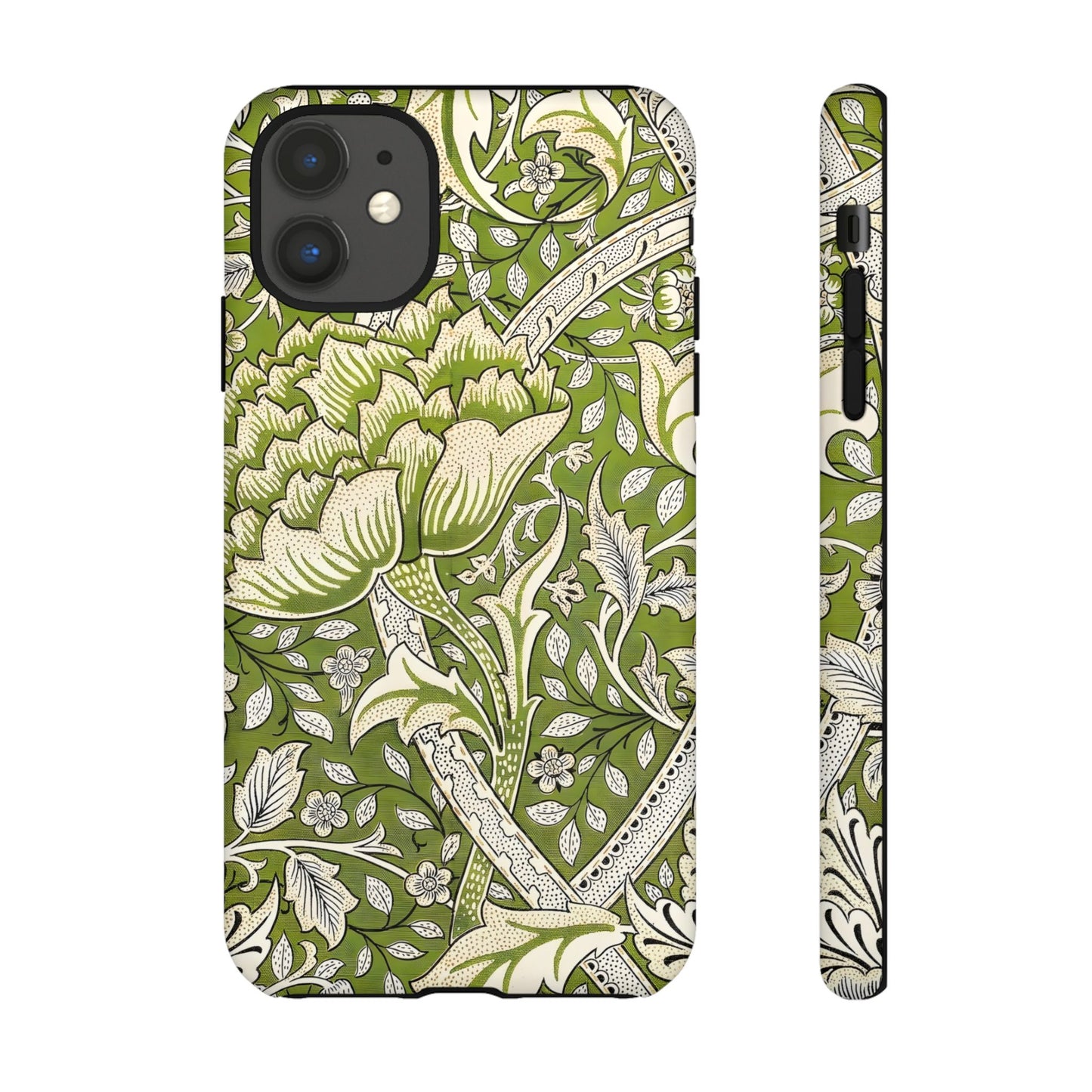Stylish Phone Case with Floral Design, Durable Protective Cover for iPhone, Unique Gift for Birthdays, Mother's Day, Green Aesthetic