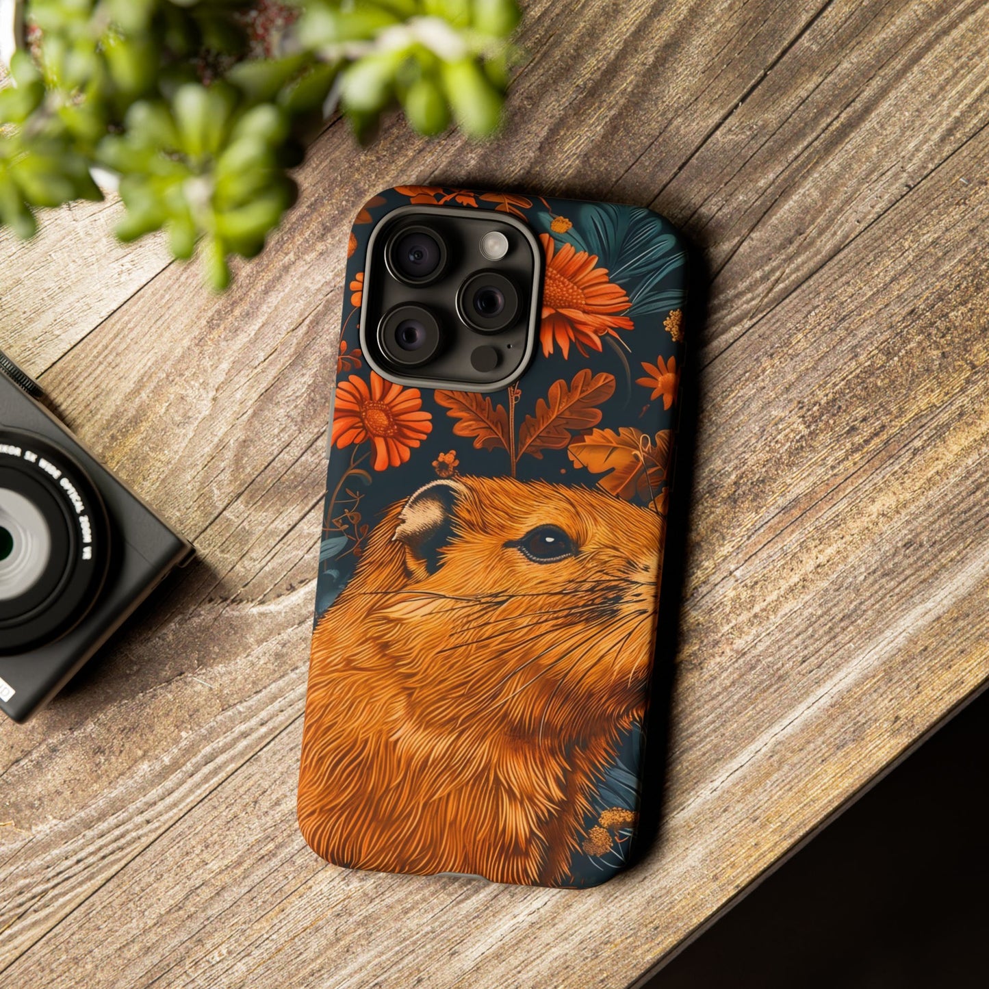 Capybara Phone Case, Floral Phone Cover, Tough Case for Animal Lovers, Unique Gift, Cute and Functional, Nature Inspired Design