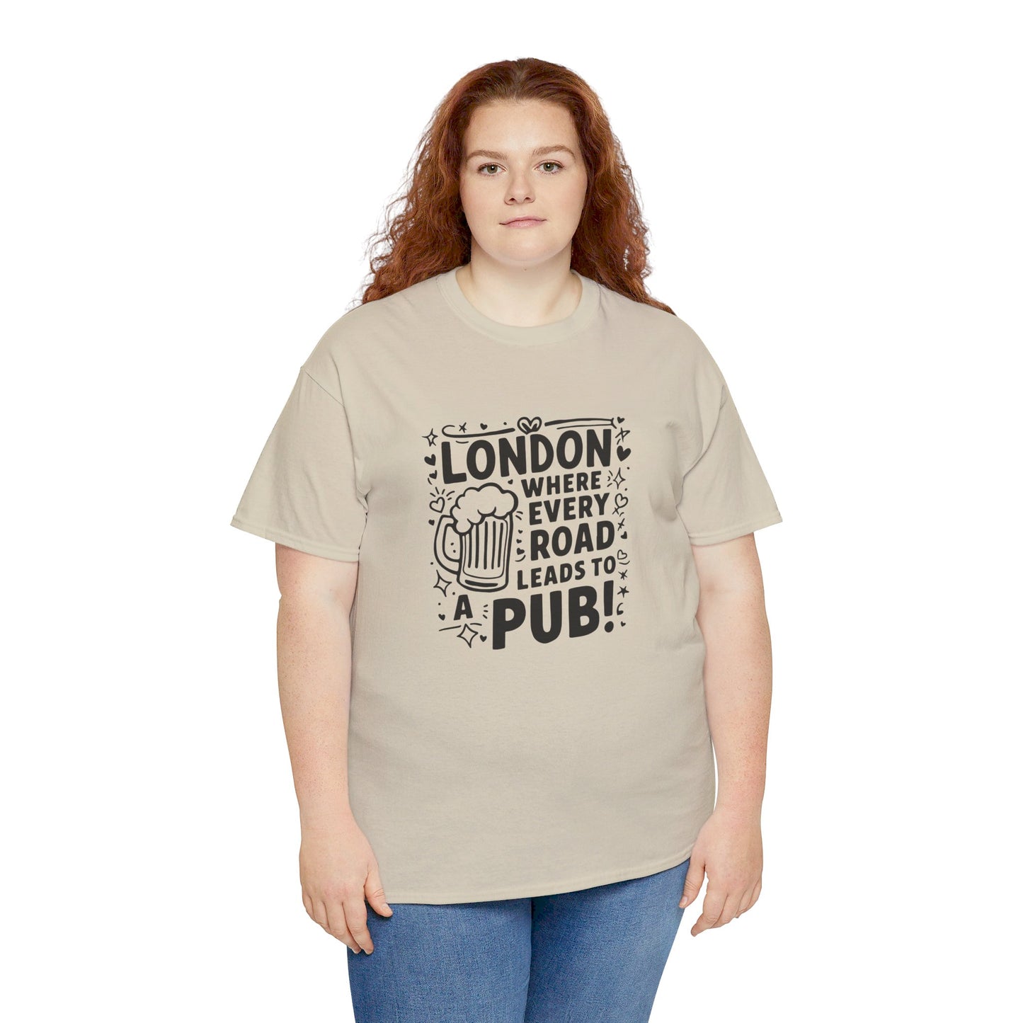 London Where Every Road Leads To Pub Soft-touch Unisex Heavy Cotton Tee