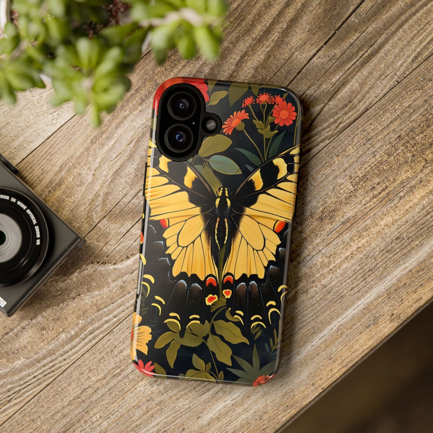 Butterfly Floral Phone Case, Tough Cases with Vibrant Design, Protective Cover for Nature Lovers, Gift for Her