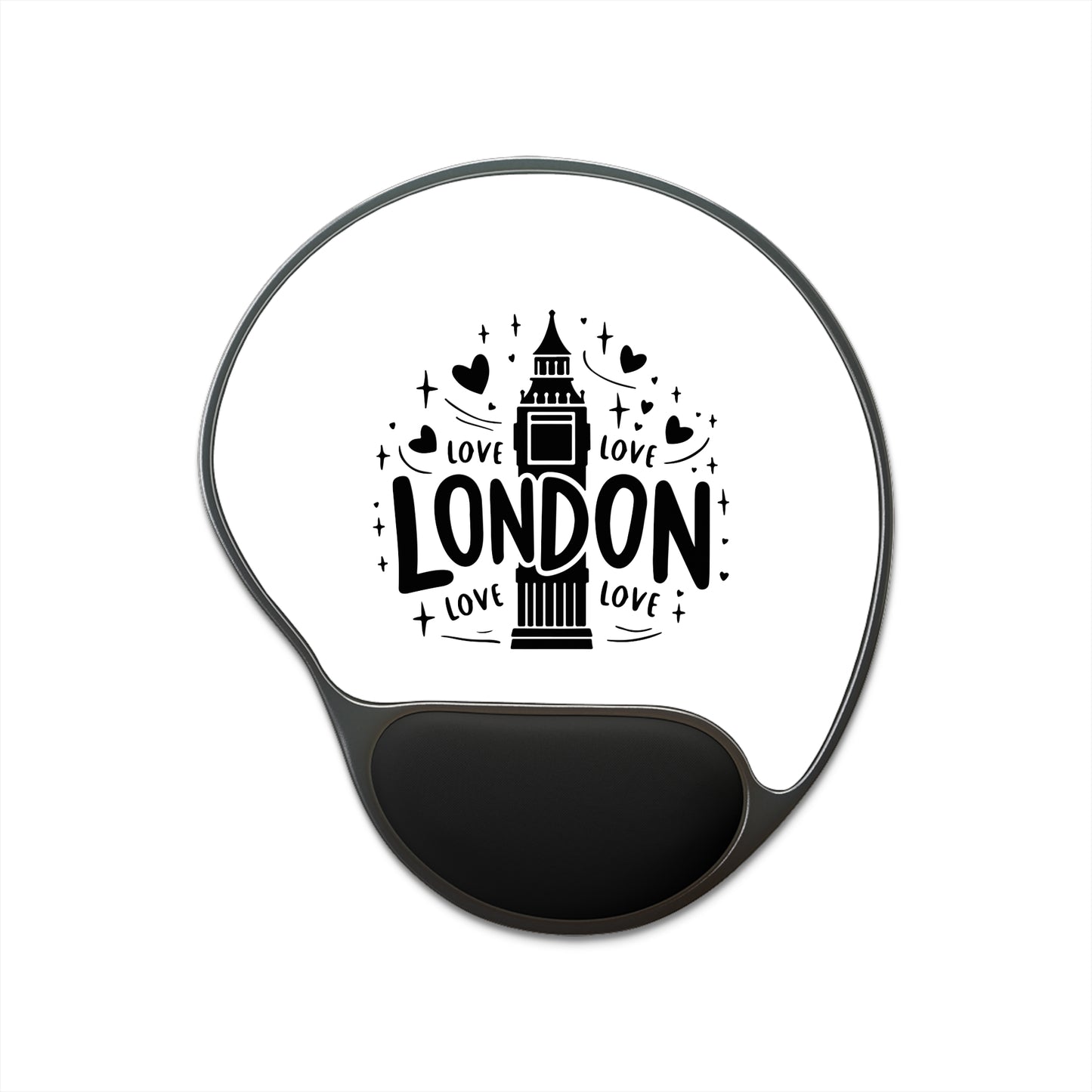 London Love Mouse Pad with Wrist Rest, Office Accessory, Gifts for Her, Laptop Pad, Unique Desk Decor, Fun Workspace Essentials