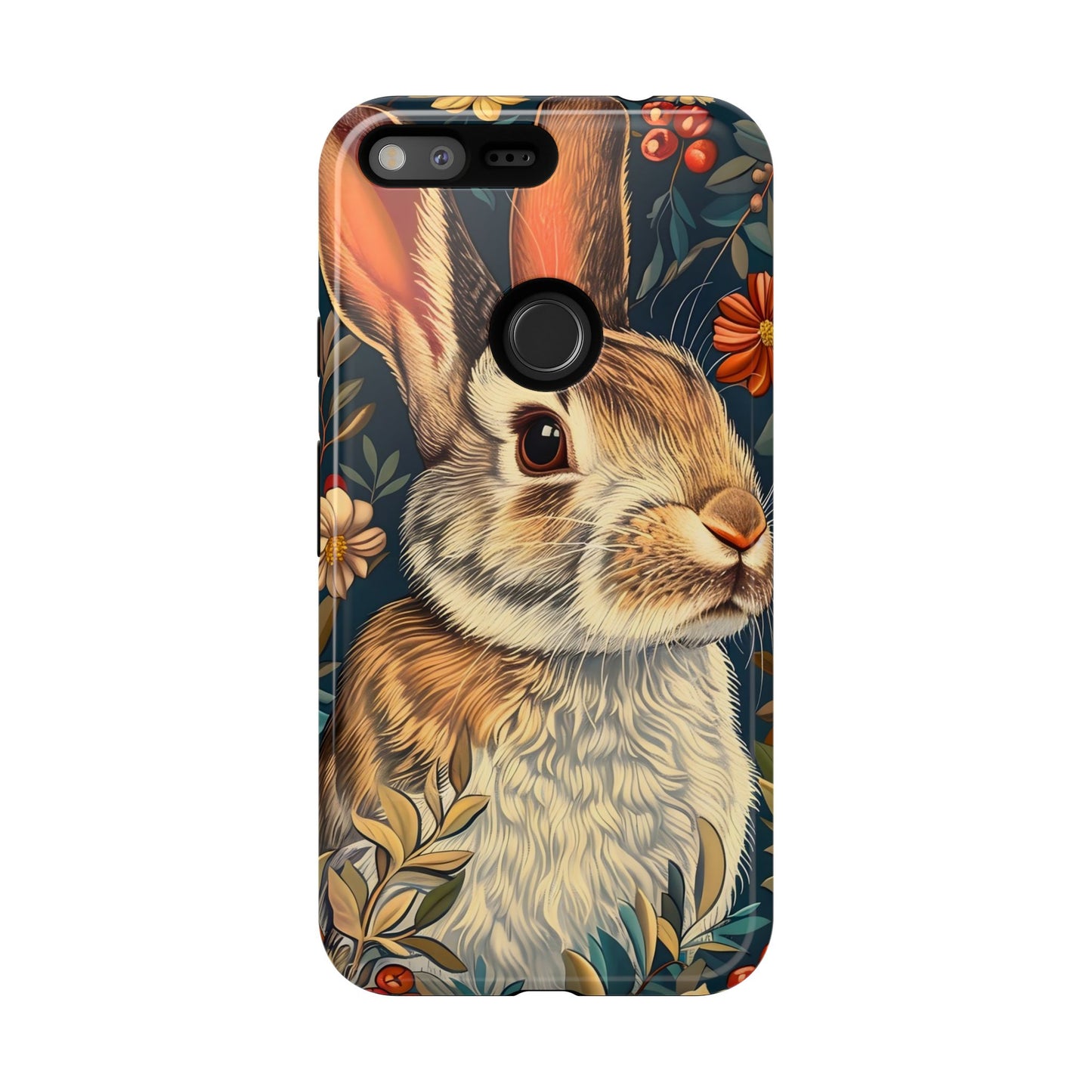 Rabbit Floral Phone Case, Cute Bunny Cover, Nature Lover Gift, Wildlife Photography, Protective Phone Accessory