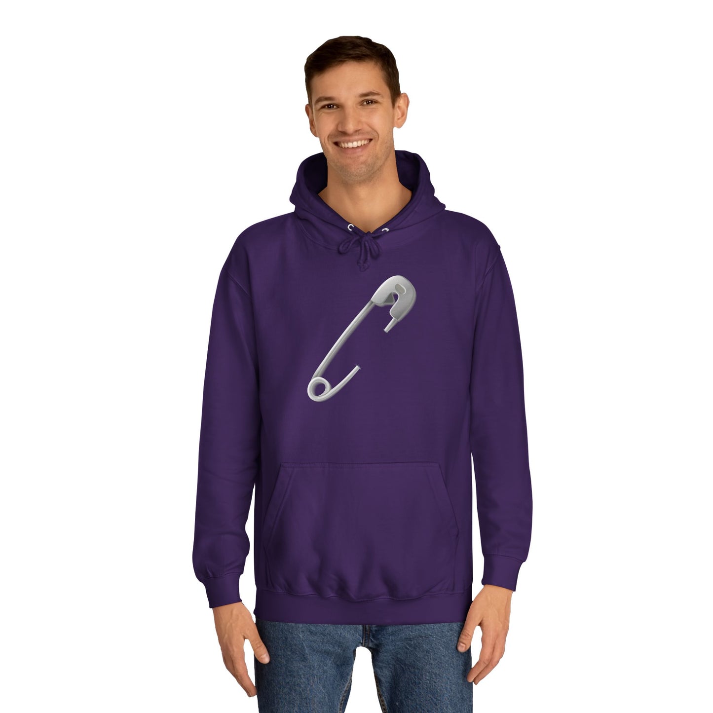 Unisex College Hoodie Durable - Minimalist Safety Pin