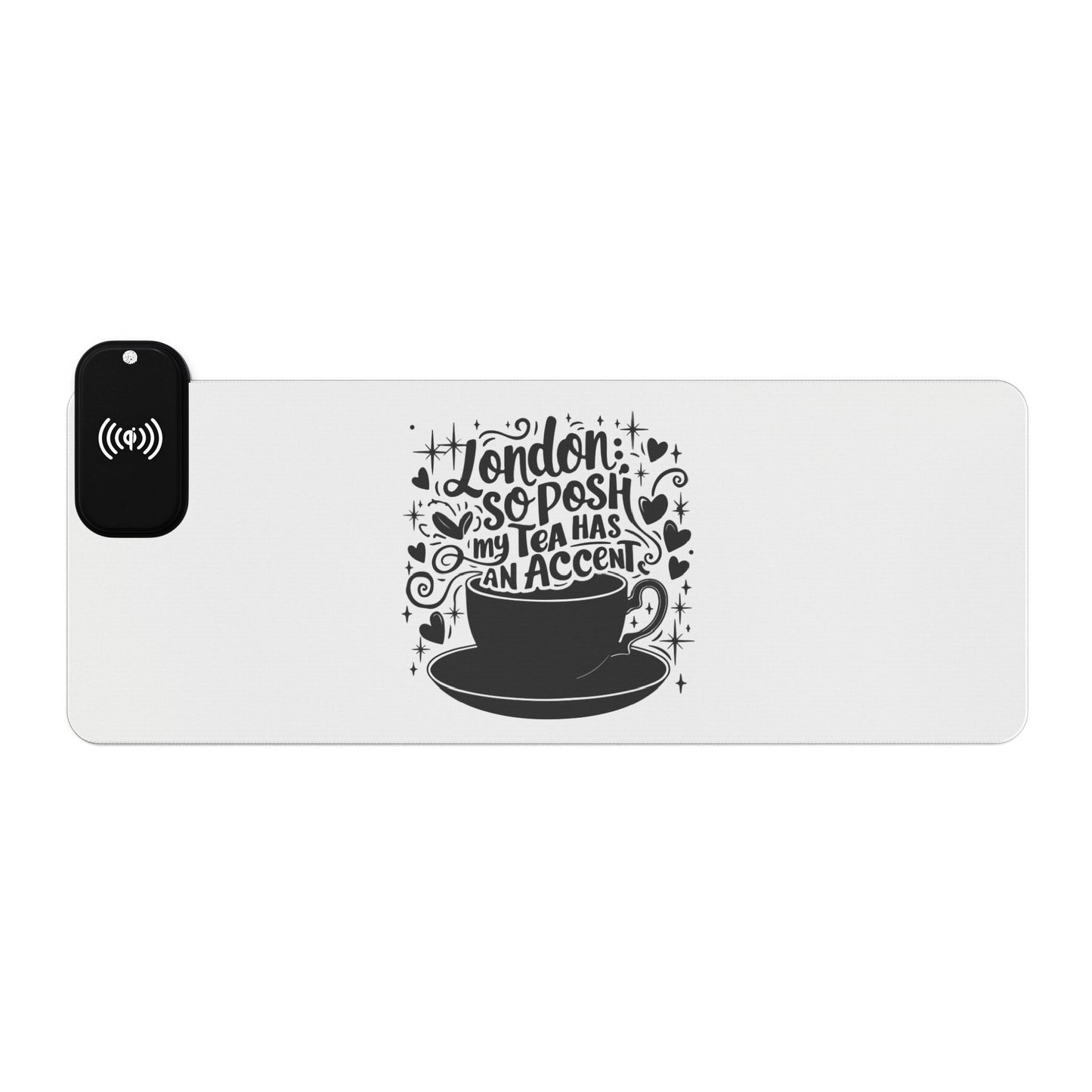 London's Nostalgic Tea - LED Gaming Mouse Pad with Wireless Charging - Stylish Desk Accessory for Gamers, Office Decor, Tech Lovers, Modern Gifts