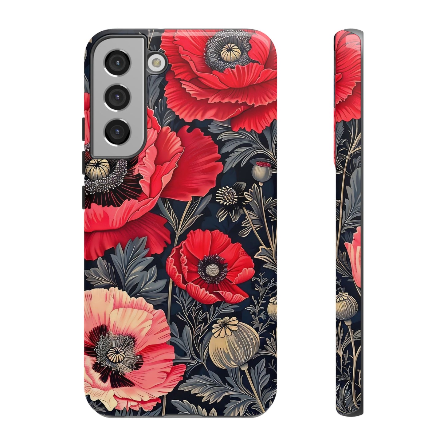Floral Phone Case with Artistic Poppies, Tough Cases, Flower Design, Nature Lover Gift, Customizable Mobile Cover, Stylish Phone Accessories