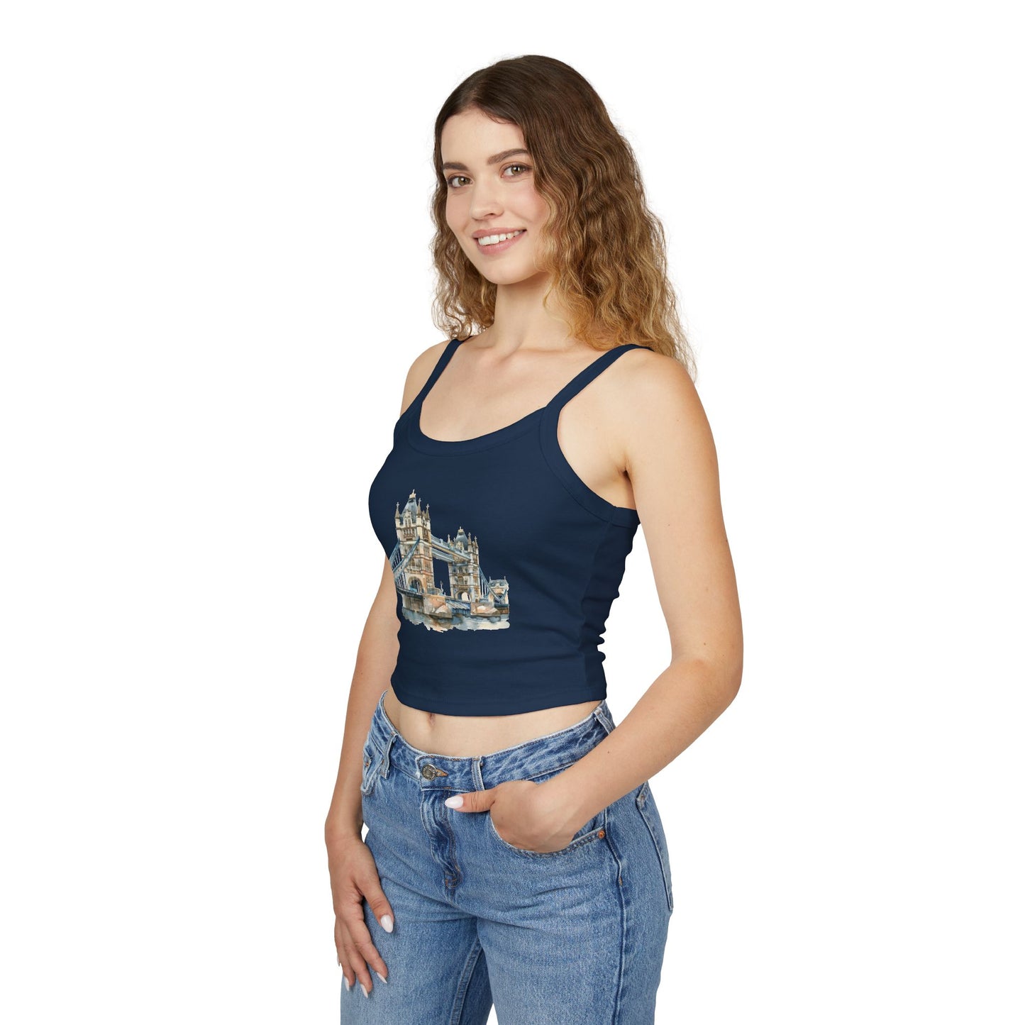 Women's Spaghetti Strap Tank Top - London Bridge - Iconic Landmark and Historical Beauty